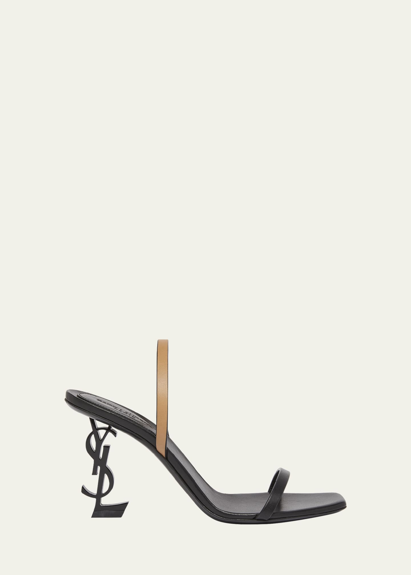 Saint Laurent Opyum Bicolor YSL-Heel Slide Sandals Image 1 of 5