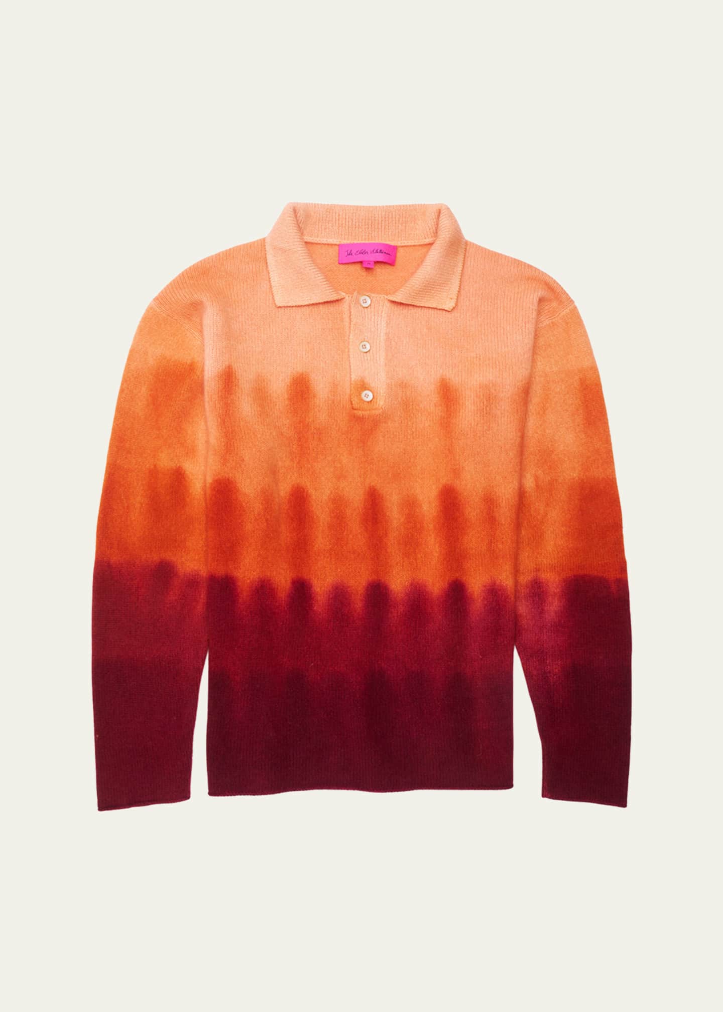 The Elder Statesman Men's Gradient Dye Cashmere Polo Sweater