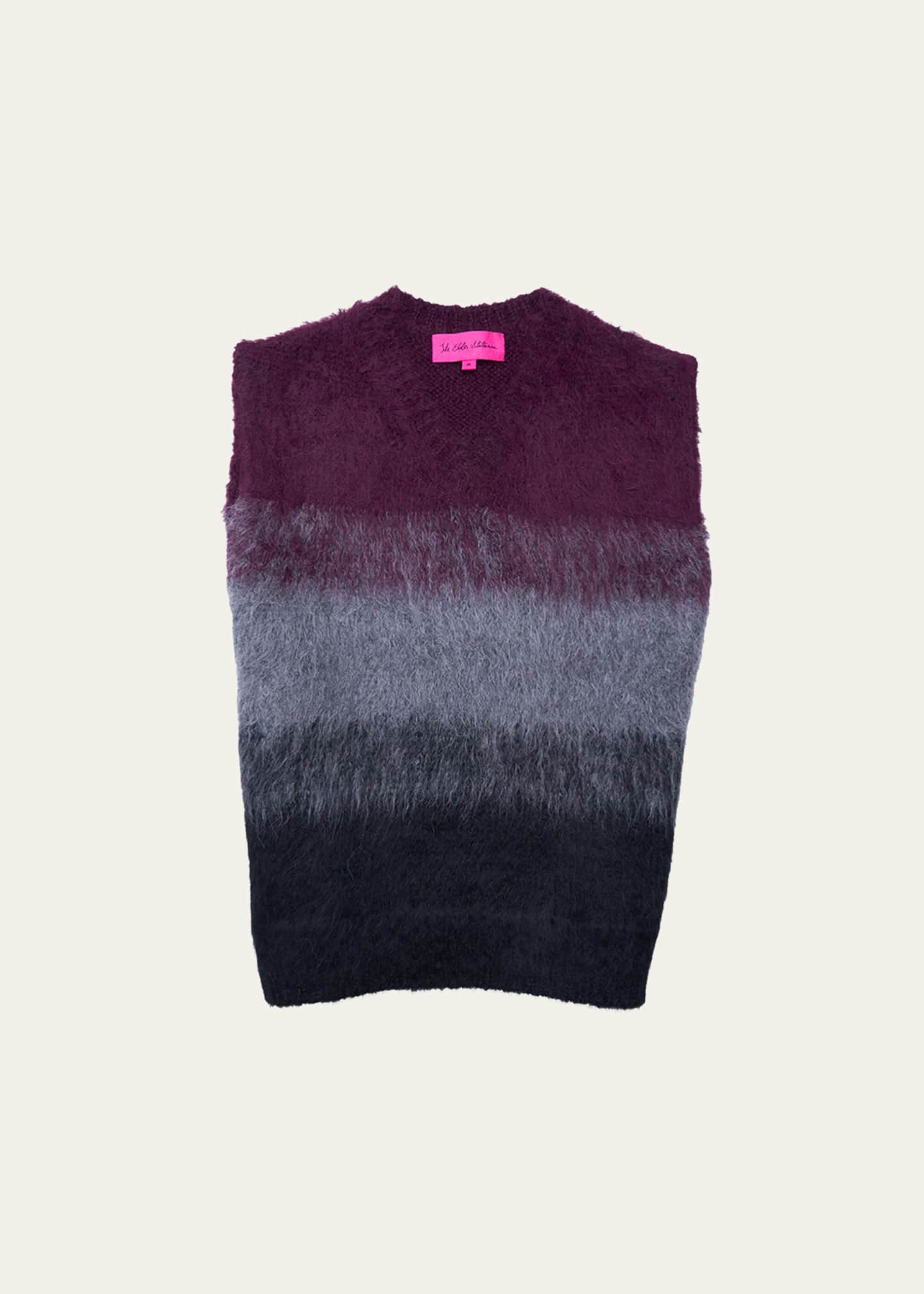 The Elder Statesman Men's Shaggy Ombre Block Sweater Vest