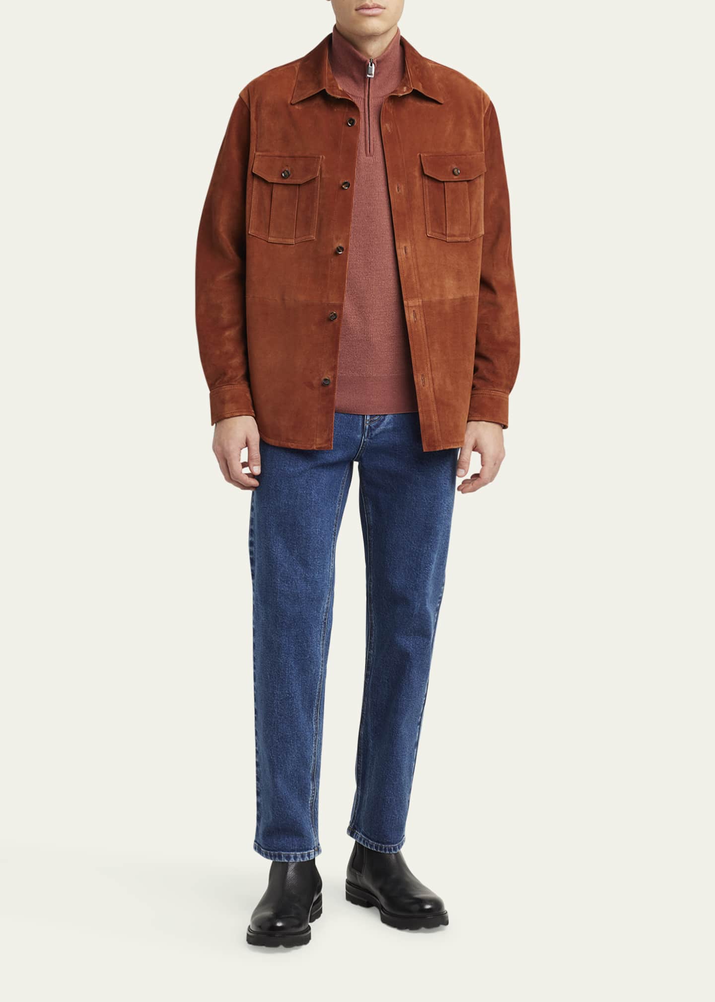 Brioni Men's Cashmere Quarter-Zip Sweater - Bergdorf Goodman