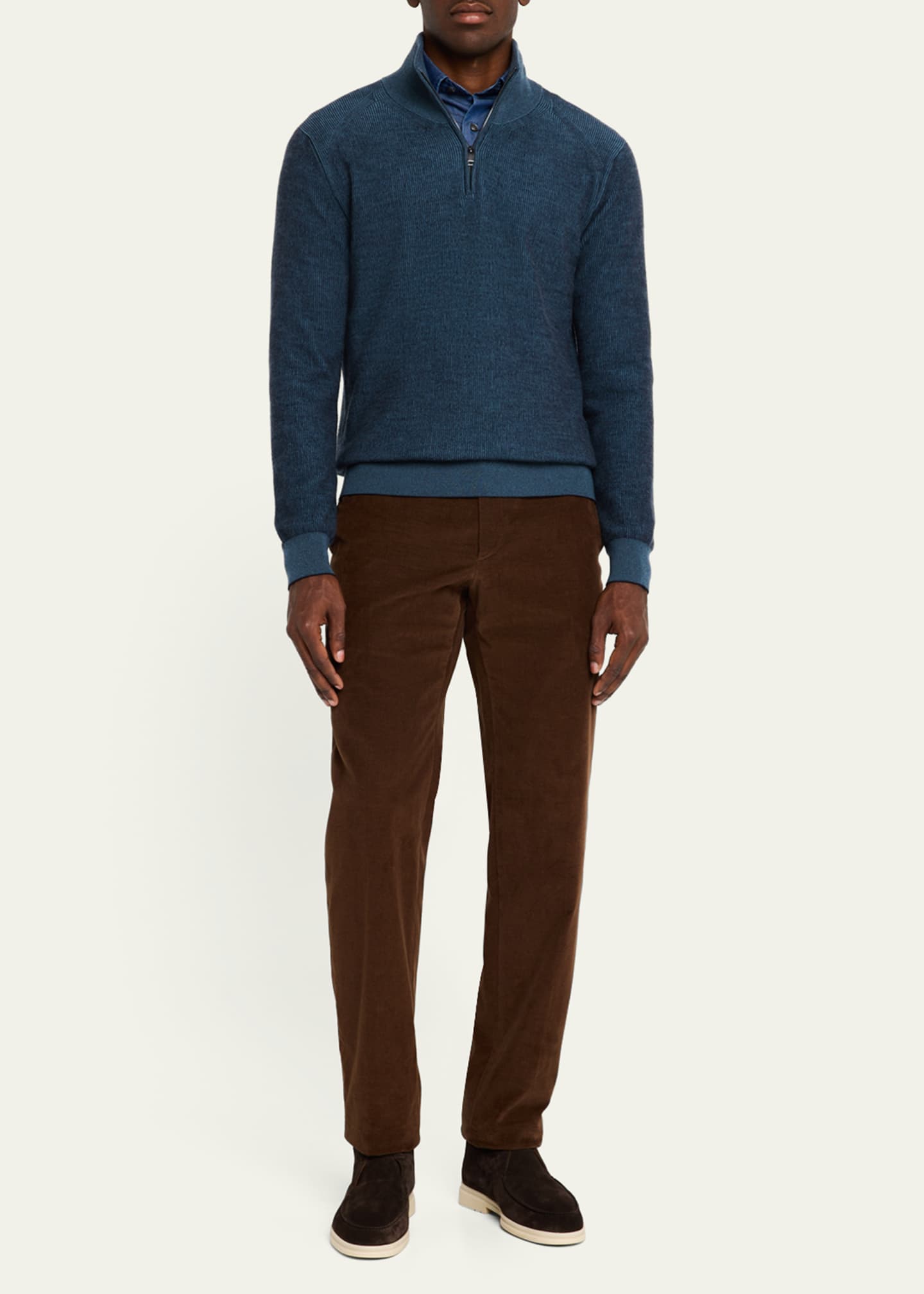 Brioni バーガンディ セーター 48 Brioni Men's Cashmere Quarter-Zip Sweater - Bergdorf Goodman