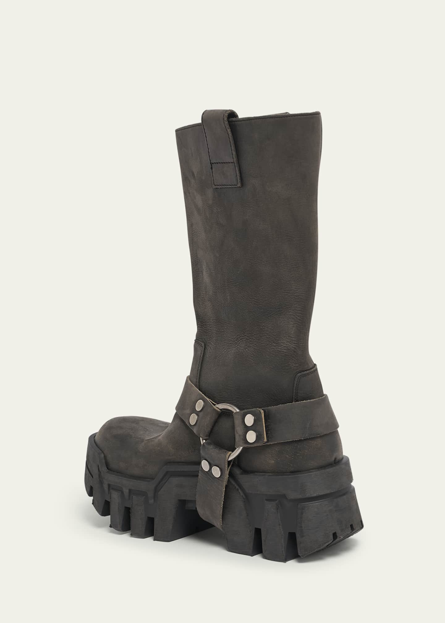 Balenciaga Men s Bulldozer Leather Harness Moto Boots