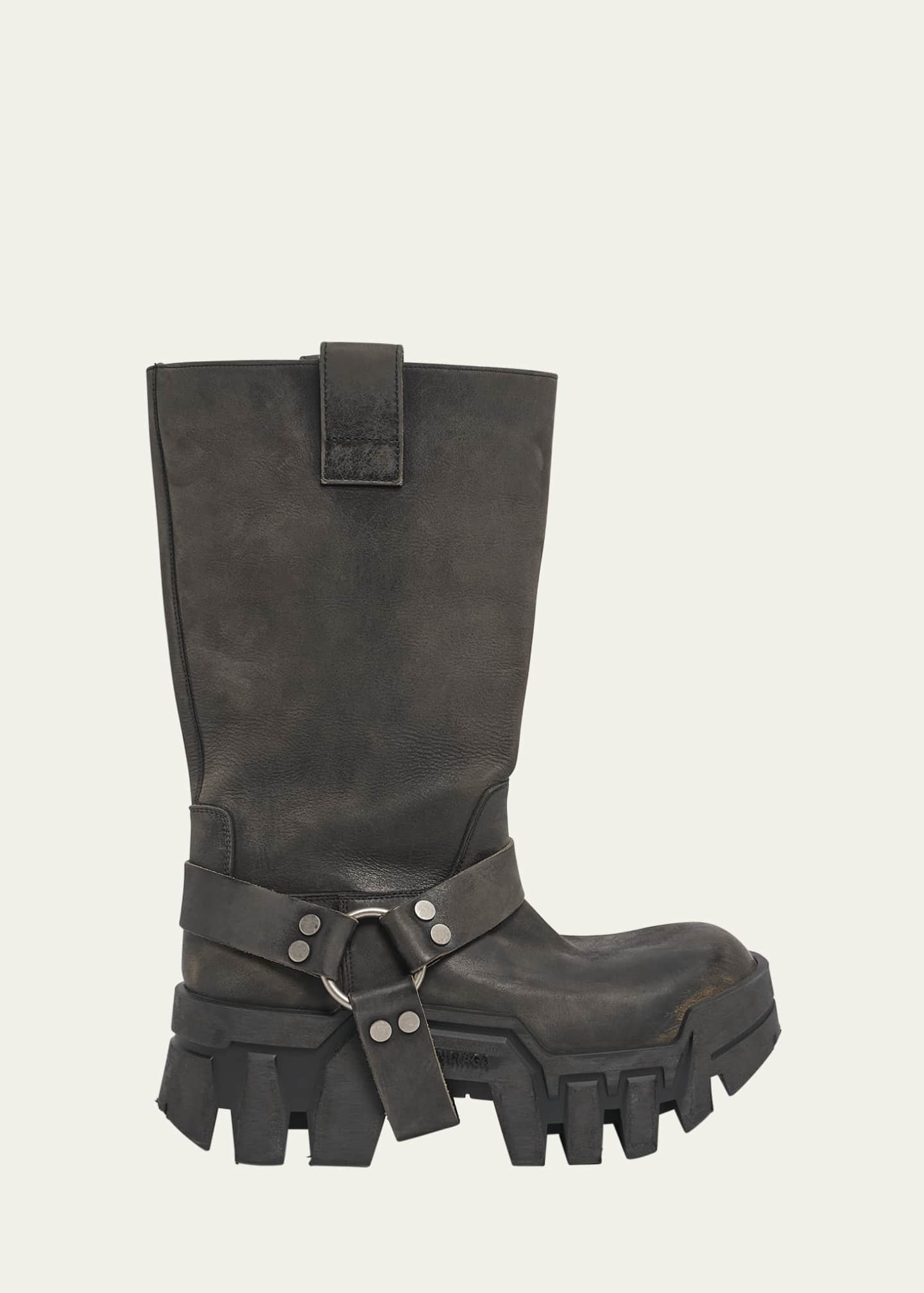 Balenciaga Men s Bulldozer Leather Harness Moto Boots Faded Black Men s 40 EU 7d Us Boots Moto Combat Biker Boots
