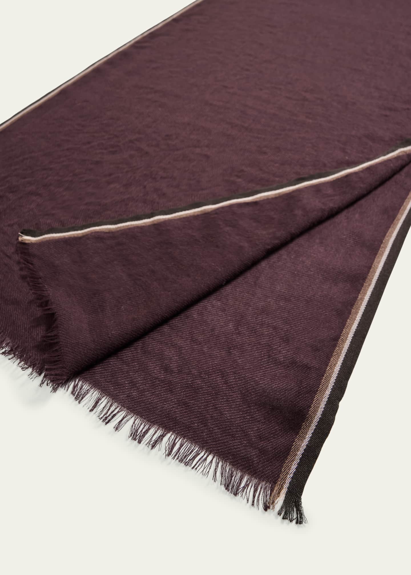 Loro Piana Men's Stripe-Trim Baby Cashmere Scarf Image 4 of 4