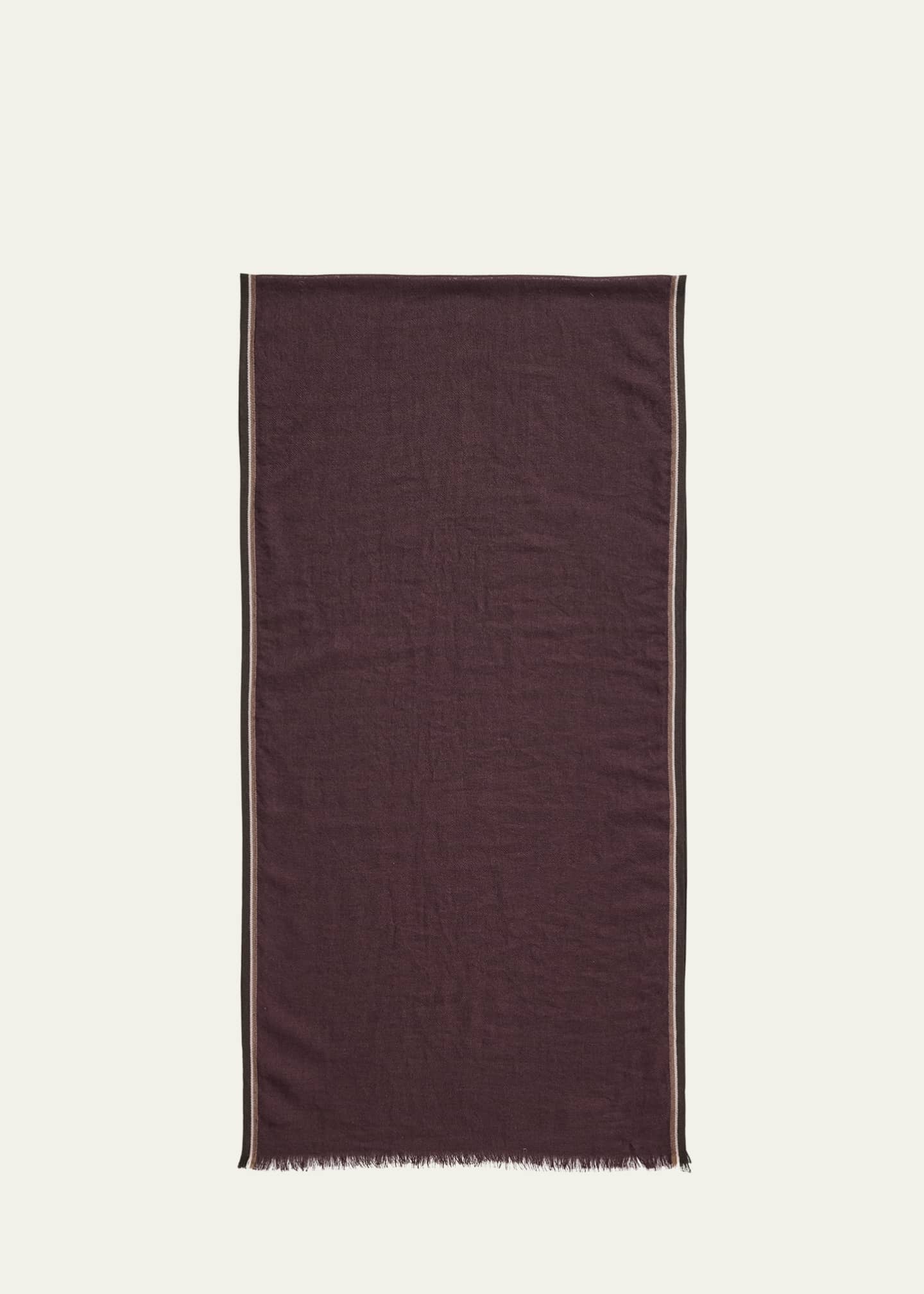 Loro Piana Men's Stripe-Trim Baby Cashmere Scarf Image 1 of 4