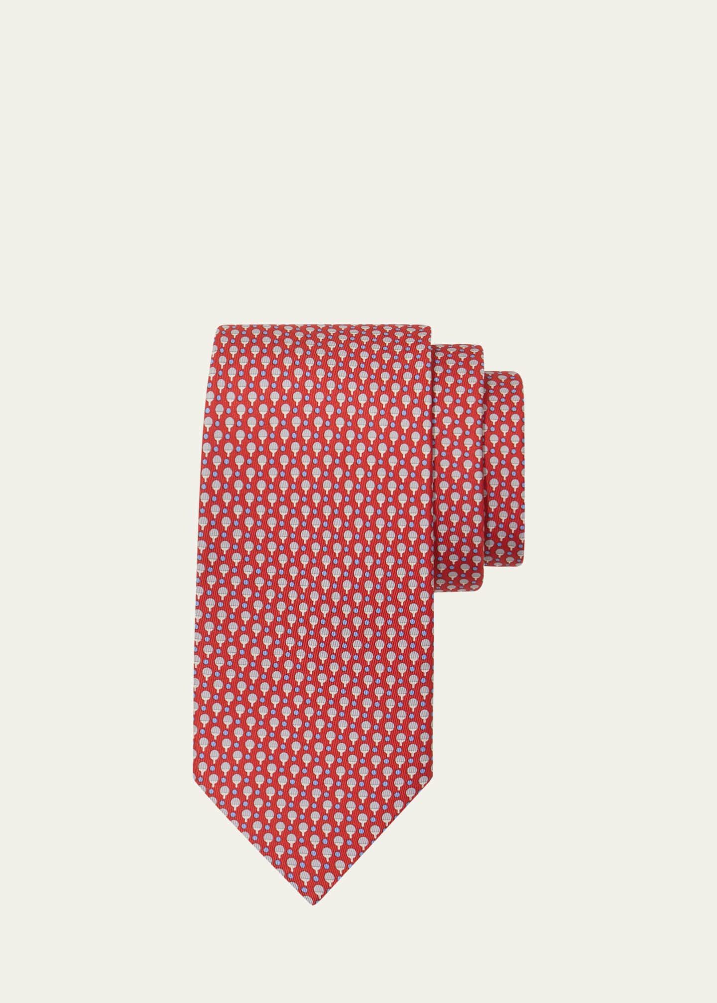 Ferragamo Men's Ping Pong Paddle-Print Silk Tie