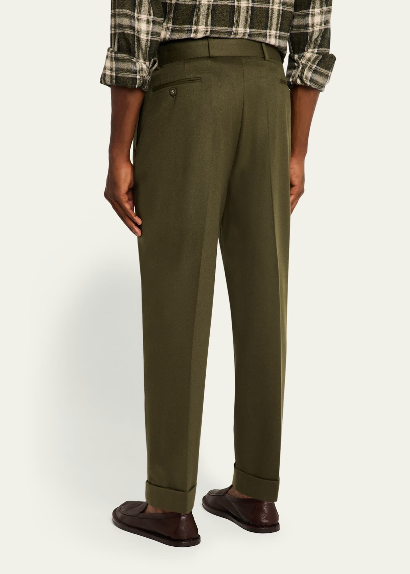 Officine Generale Men's Hugo Flannel Pants with Self Belt Image 3 of 5
