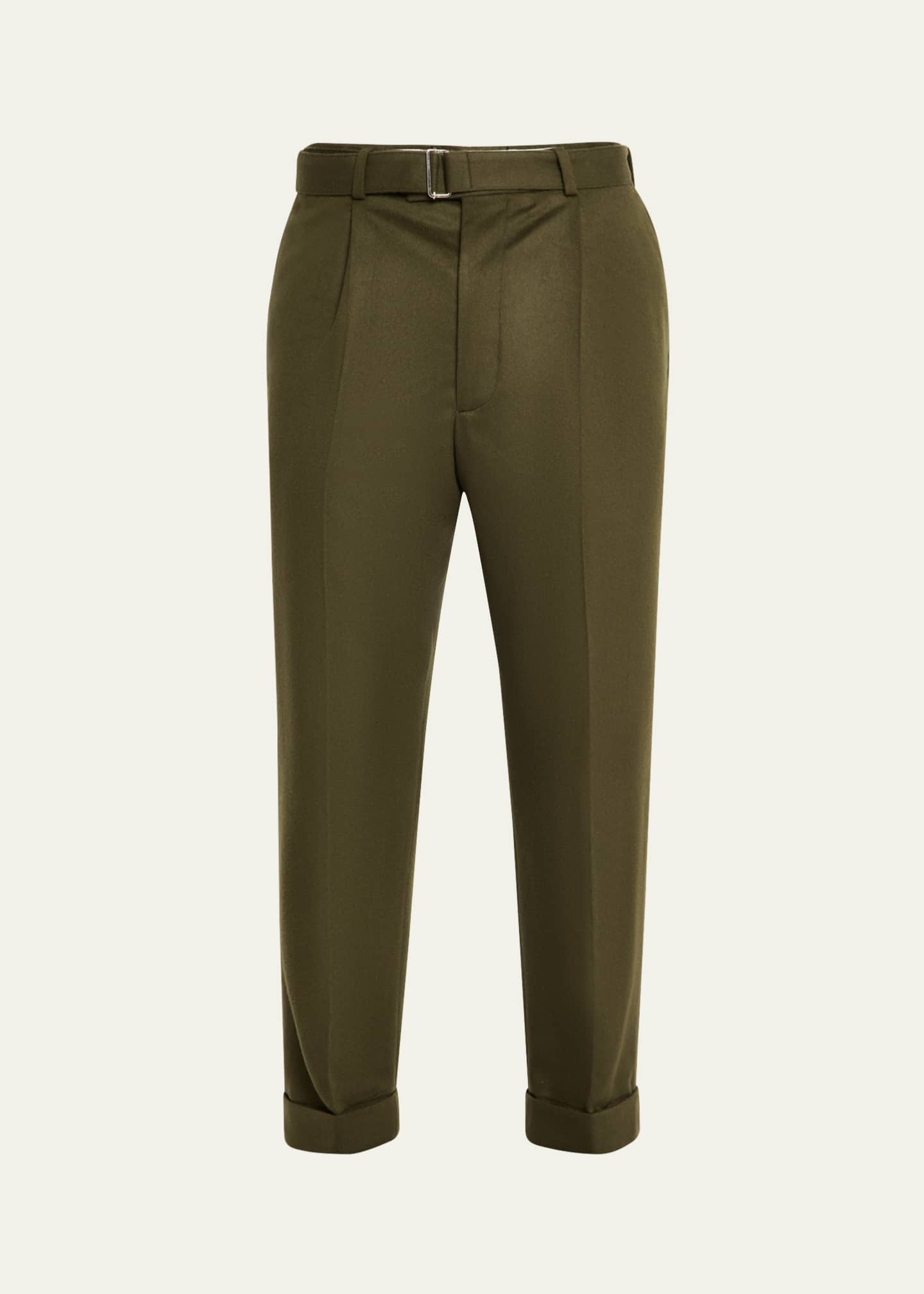 Officine Generale Men's Hugo Flannel Pants with Self Belt Image 1 of 5