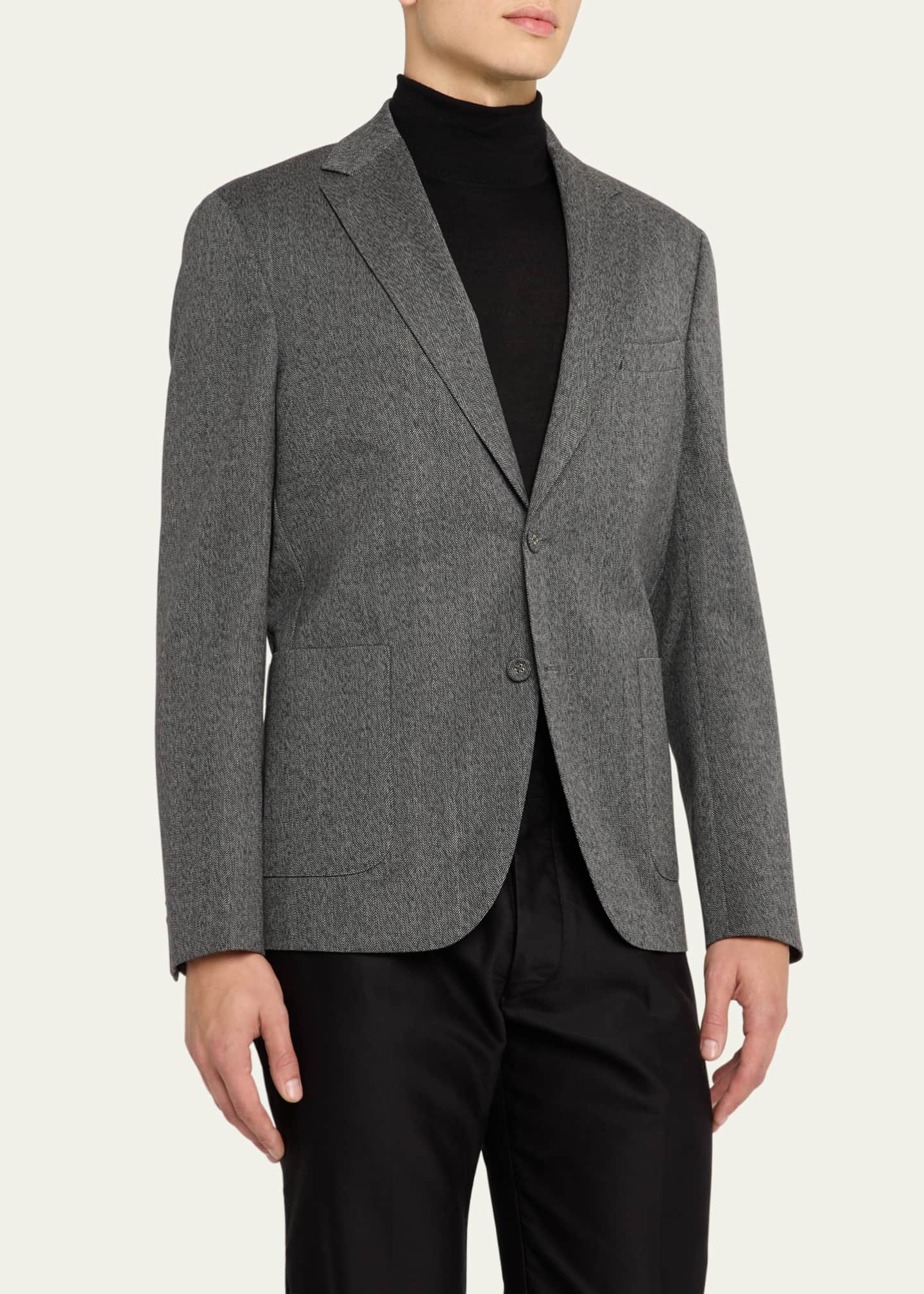 Officine Generale Men's Arthus Herringbone Sport Coat Image 4 of 8