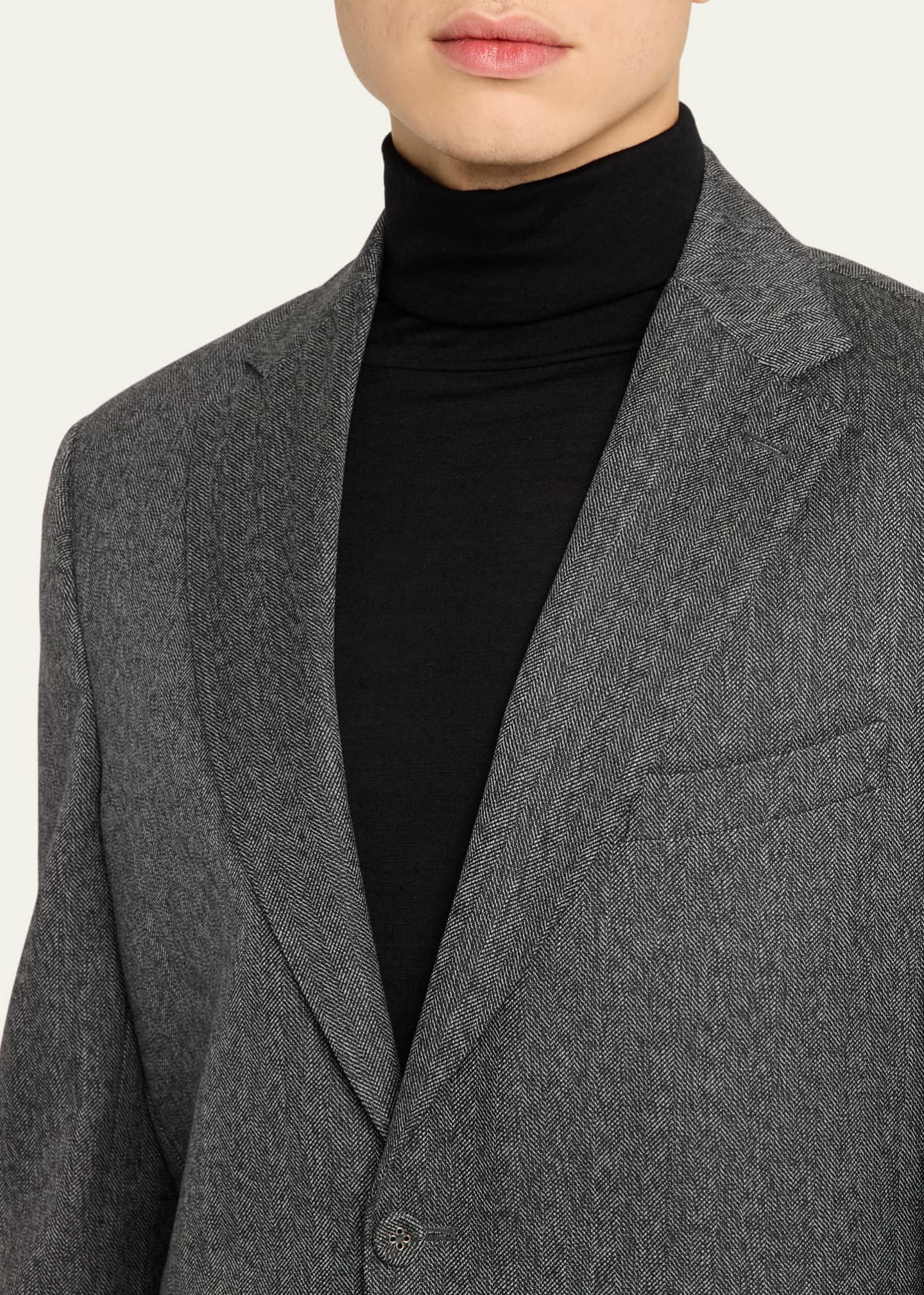 Officine Generale Men's Arthus Herringbone Sport Coat Image 5 of 8