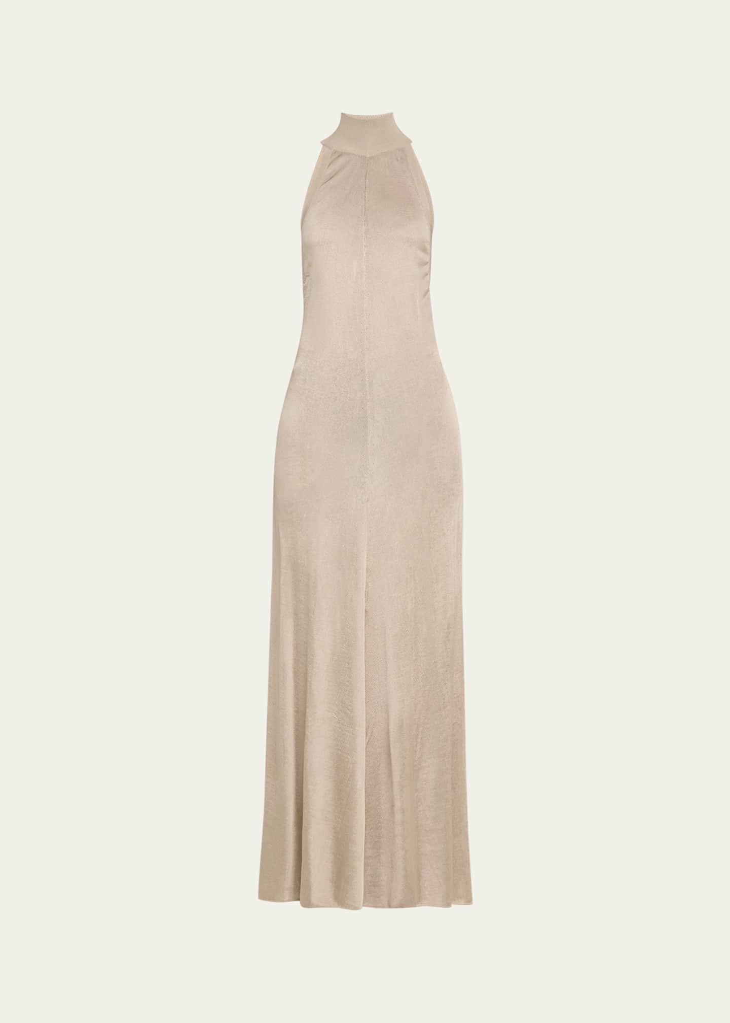 TOM FORD Mock-Neck Button Backless Knit Gown Image 1 of 5