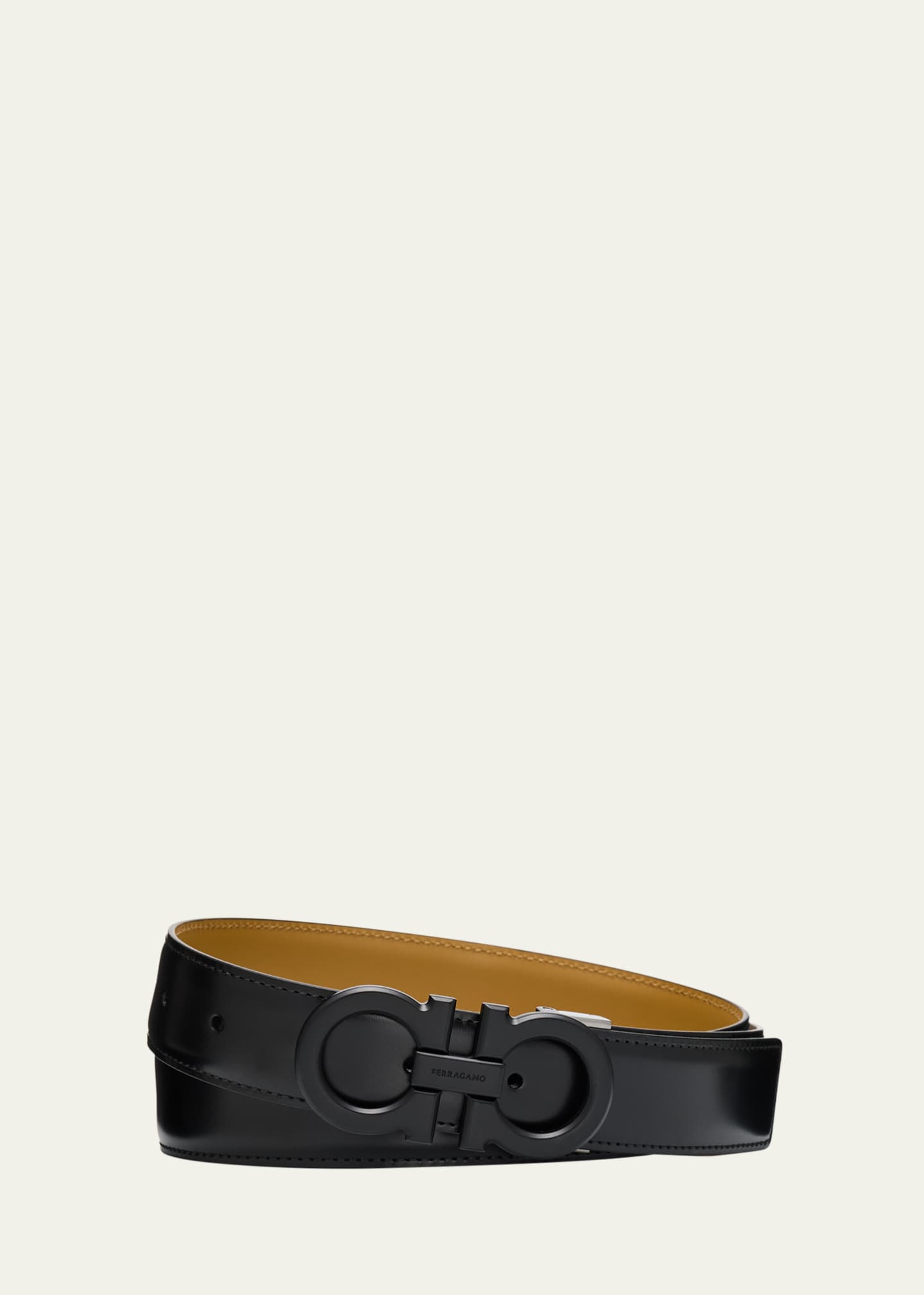 Ferragamo Men's Double Gancini Leather Belt Image 1 of 2