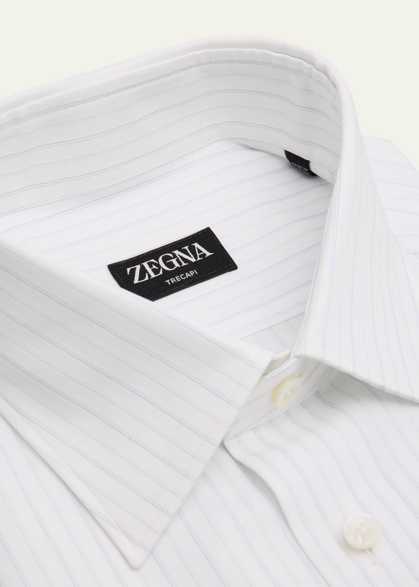 ZEGNA Men's Trecapi Cotton Stripe Dress Shirt Image 2 of 2