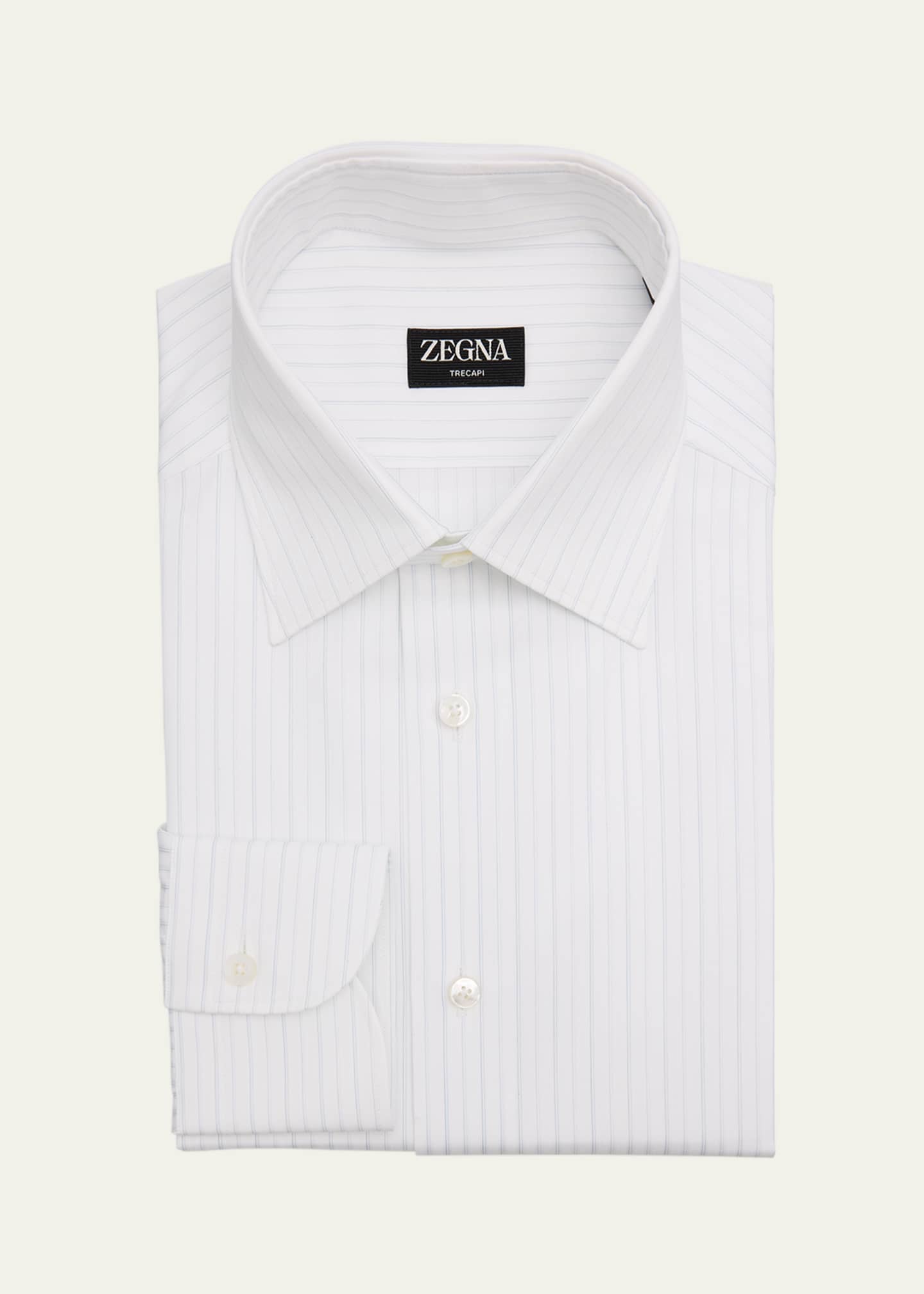 ZEGNA Men's Trecapi Cotton Stripe Dress Shirt Image 1 of 2