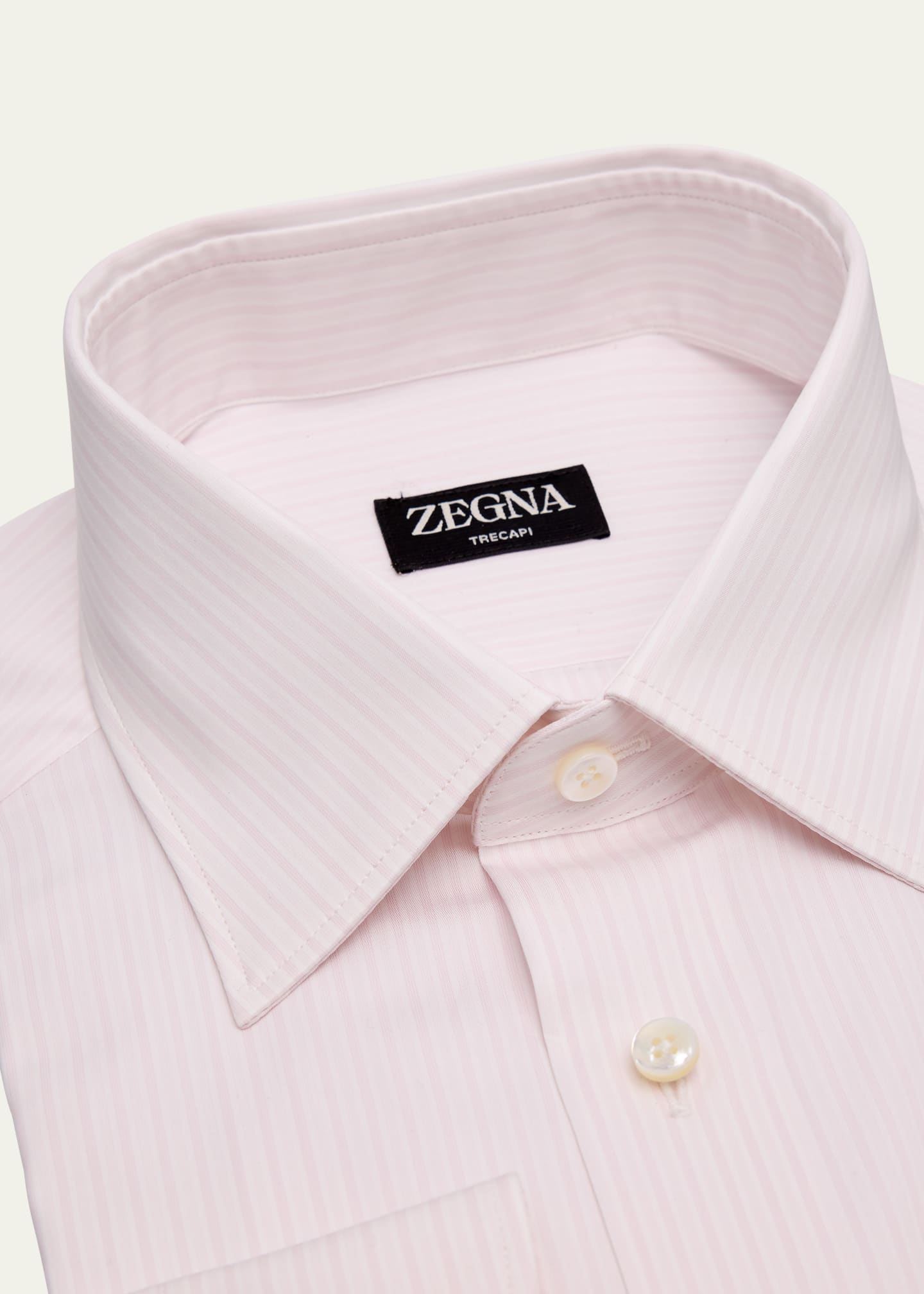 ZEGNA Men's Trecapi Cotton Multi-Stripe Dress Shirt Image 2 of 2