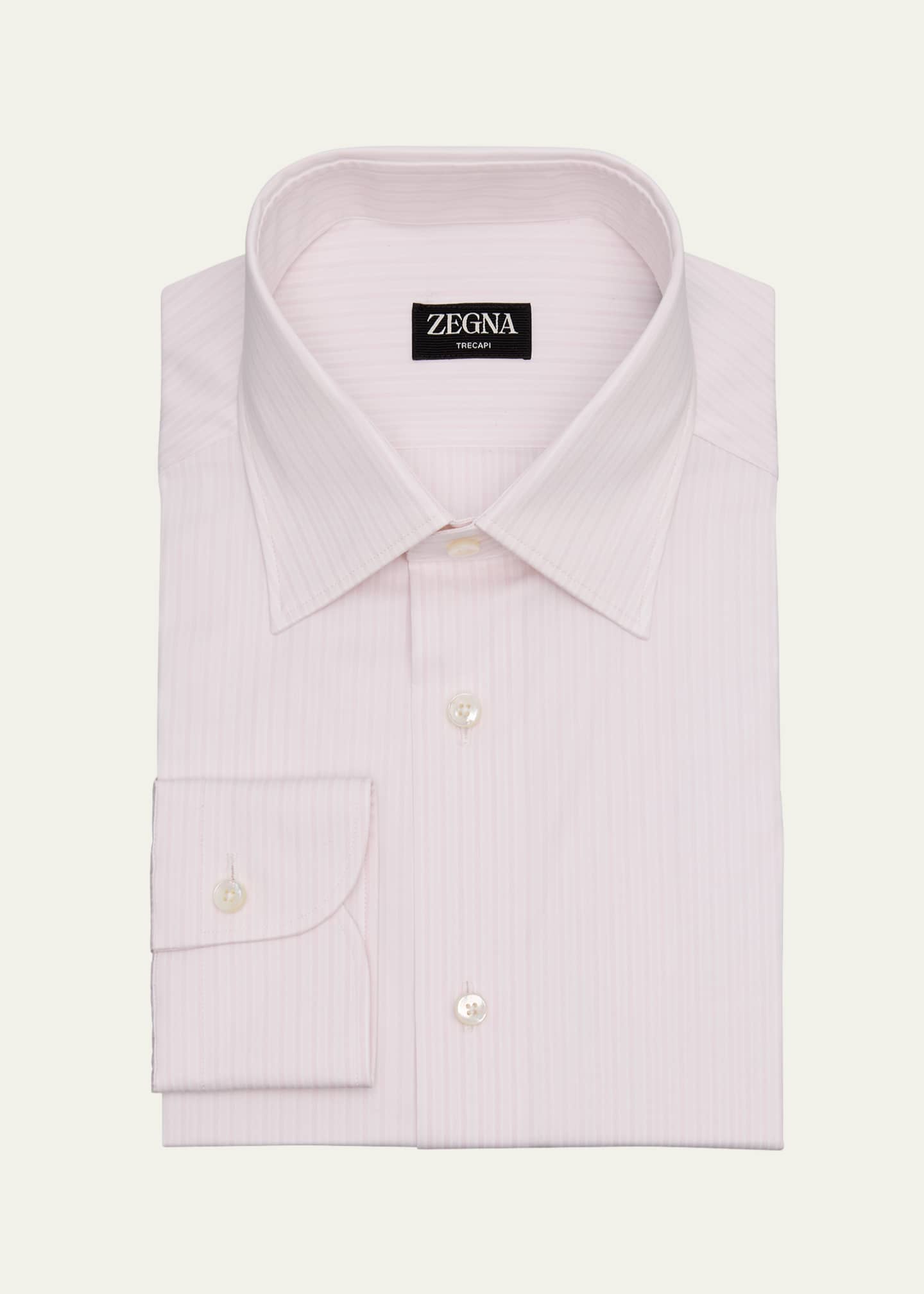 ZEGNA Men's Trecapi Cotton Multi-Stripe Dress Shirt Image 1 of 2