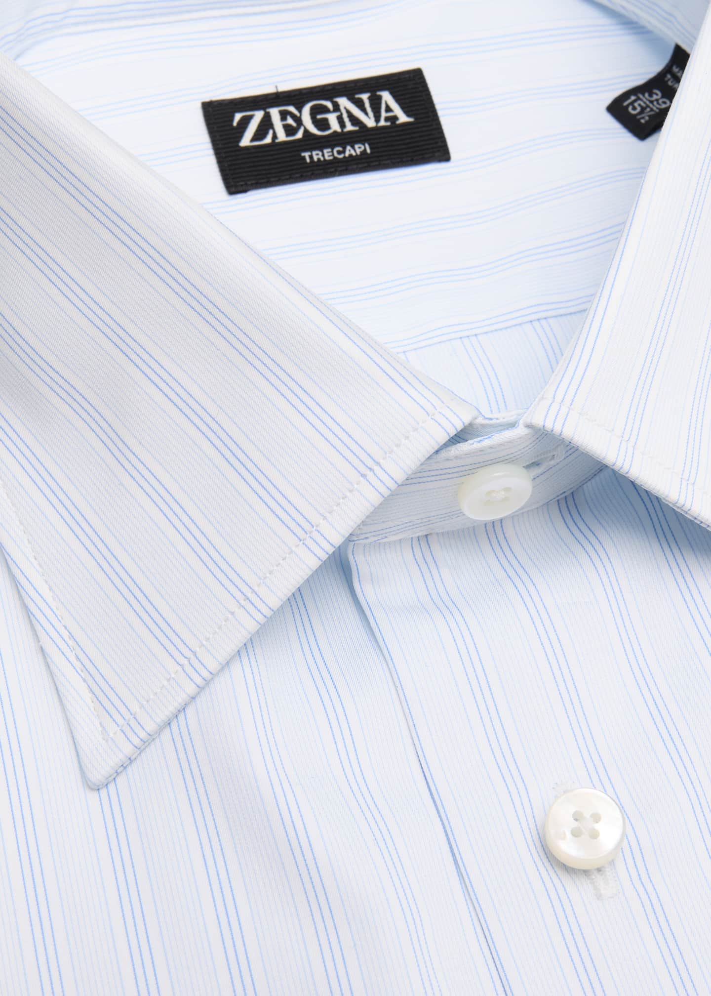 ZEGNA Men's Trecapi Cotton Multi-Stripe Dress Shirt Image 2 of 2