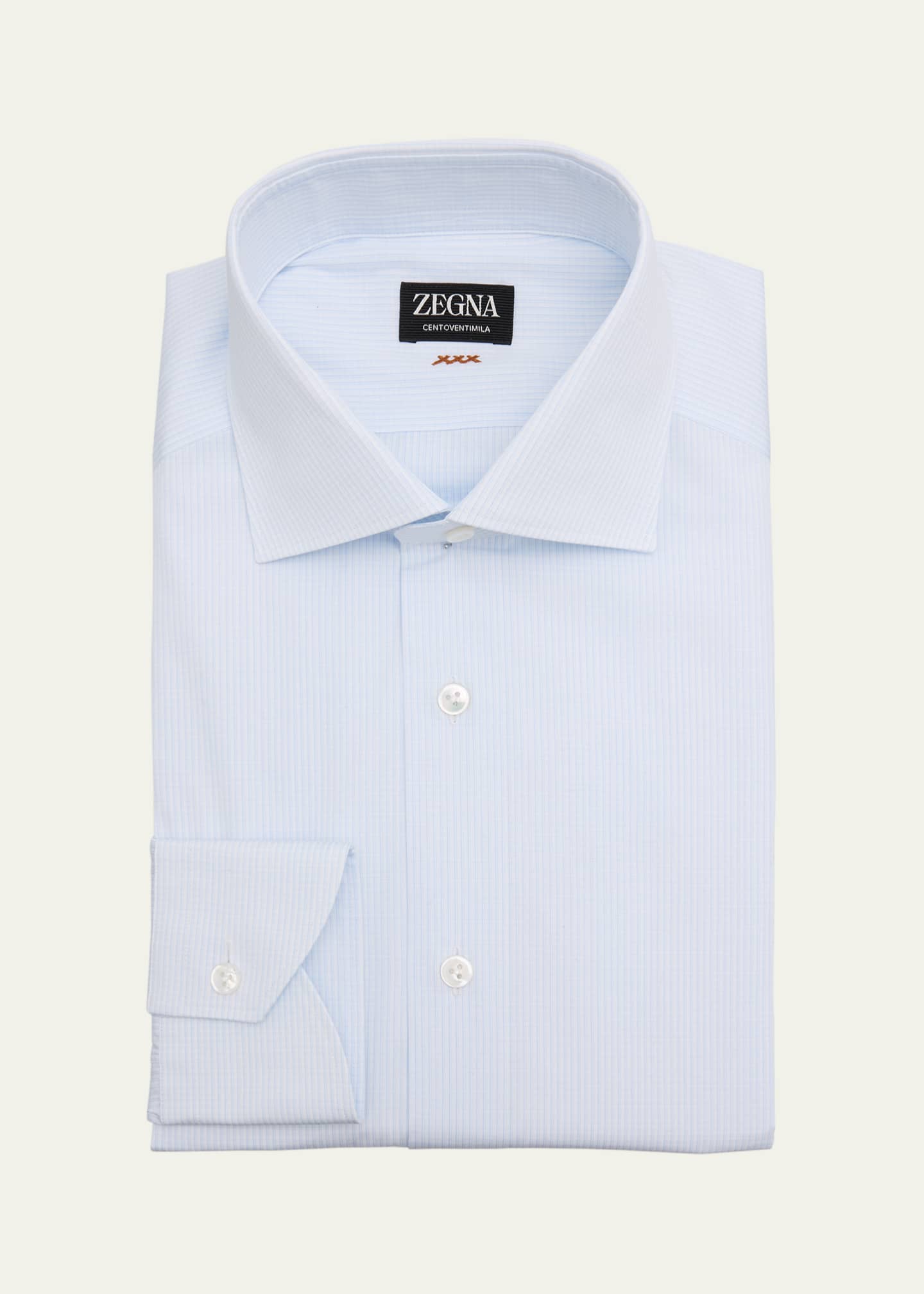 ZEGNA Men's XXX Micro-Check Couture Dress Shirt Image 1 of 2