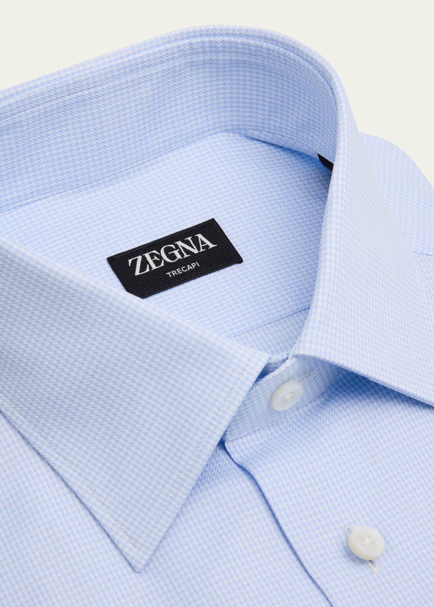 ZEGNA Men's Trecapi Cotton Micro-Check Dress Shirt Image 2 of 2