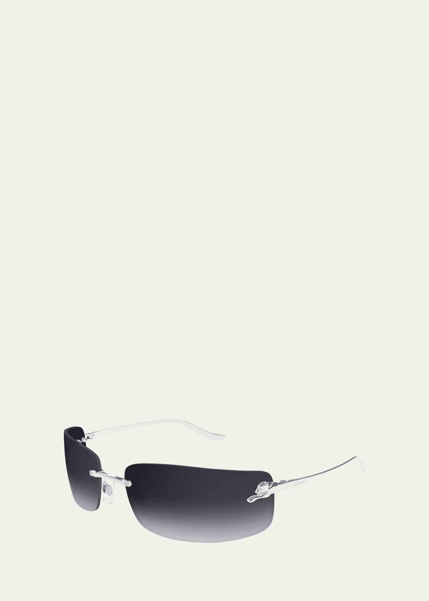 Cartier panther rimless rectangle metal sunglasses Image 2 of 2