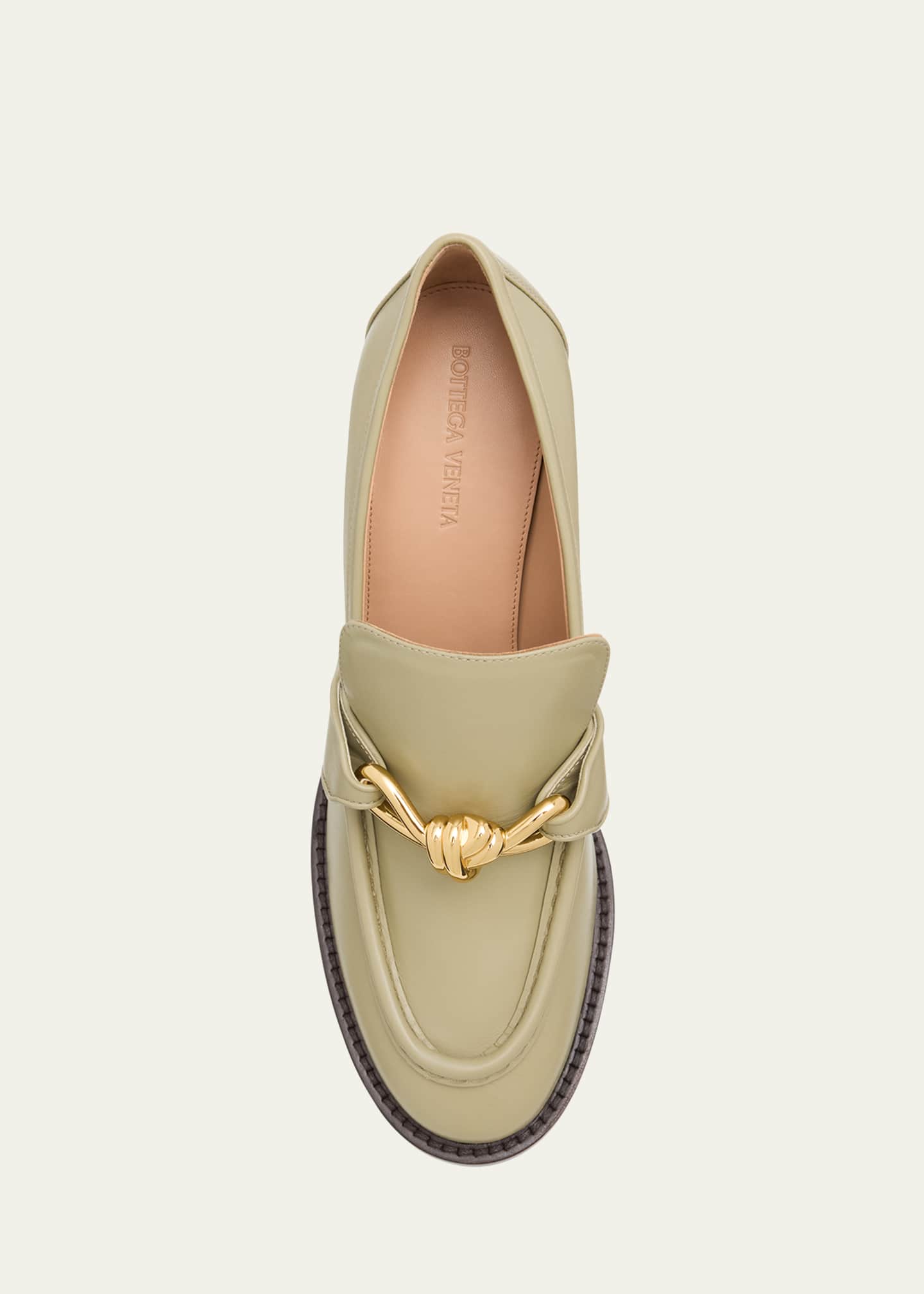 Bottega Veneta Astaire Metallic Knot Leather Heeled Loafers Image 6 of 6