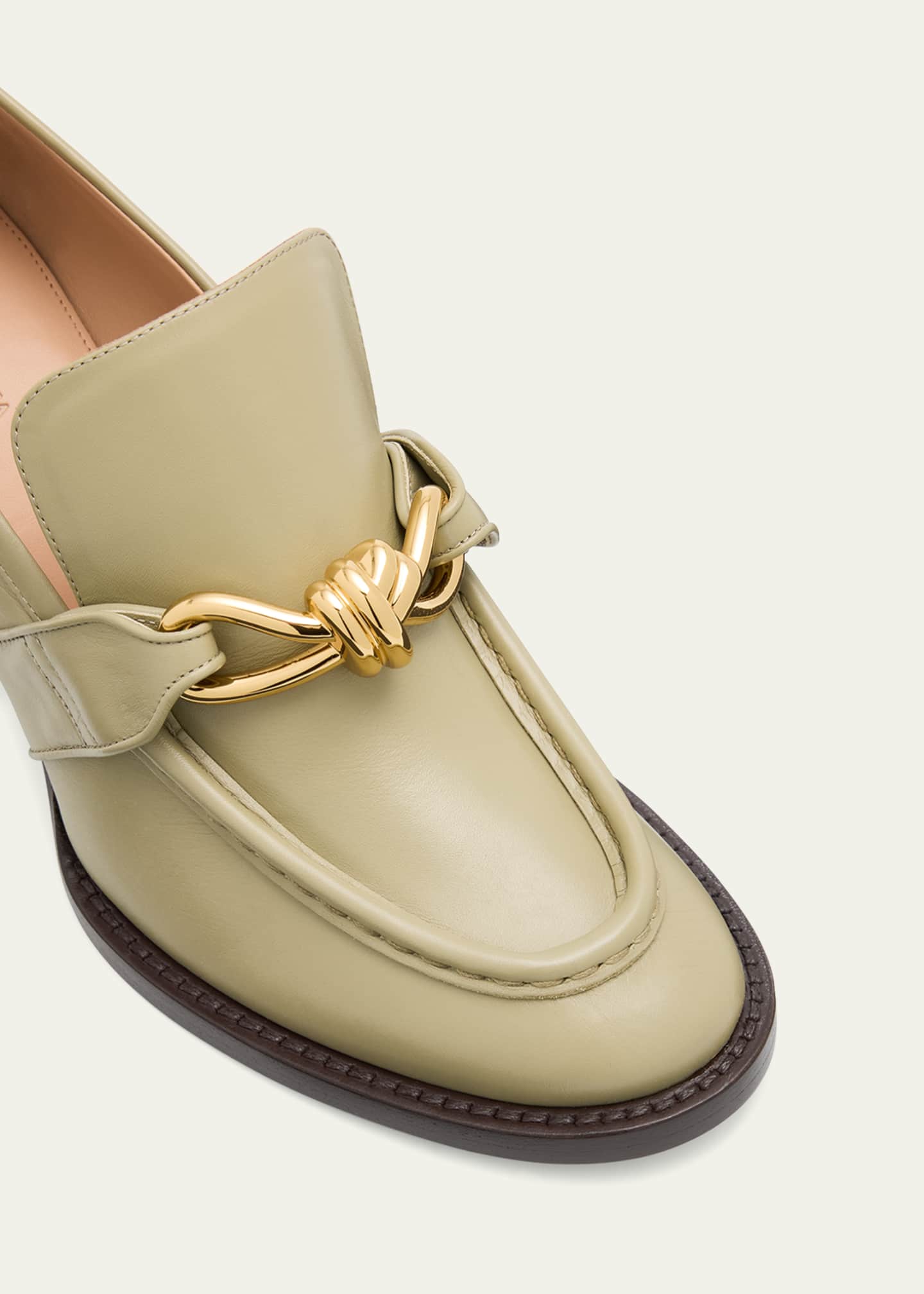 Bottega Veneta Astaire Metallic Knot Leather Heeled Loafers Image 5 of 6