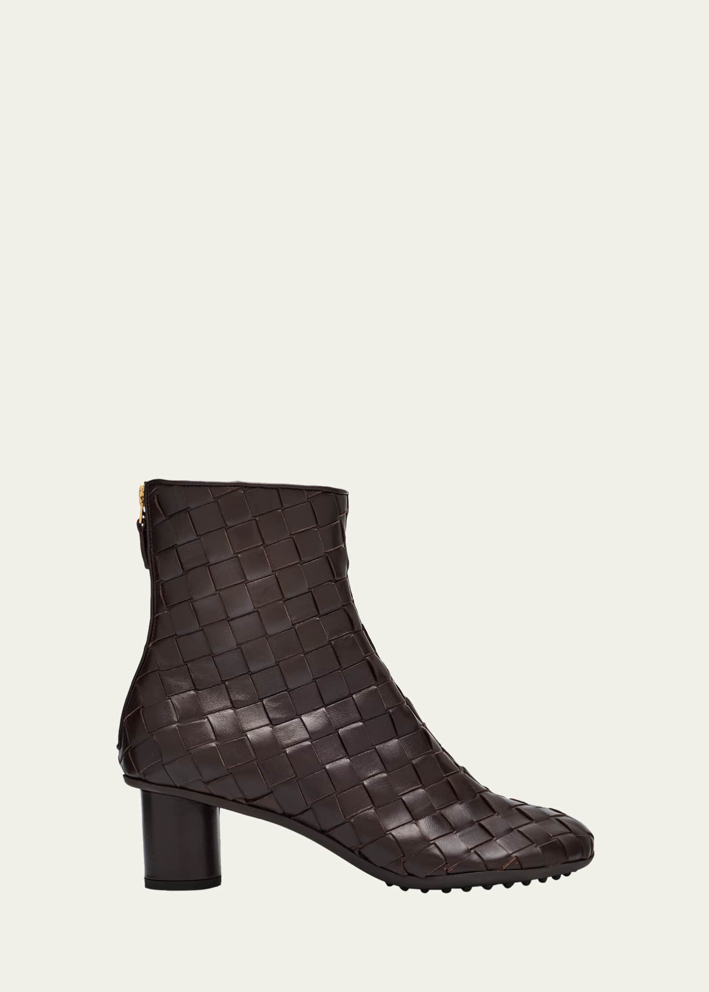 Bottega Veneta Atomic Woven Leather Cylinder-Heel Booties