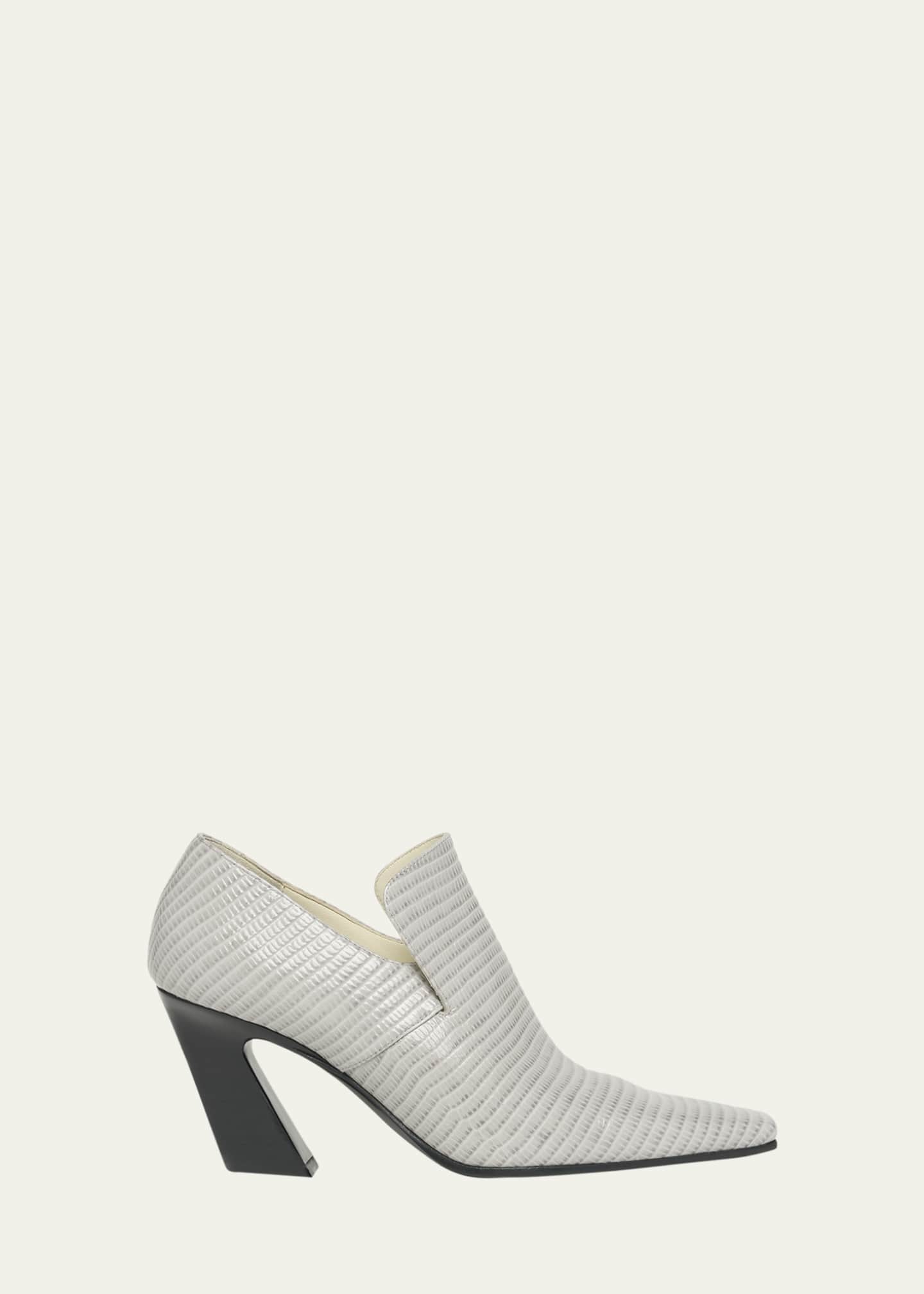 Bottega Veneta Lewis Lizard-Embossed Loafer Pumps Image 1 of 5