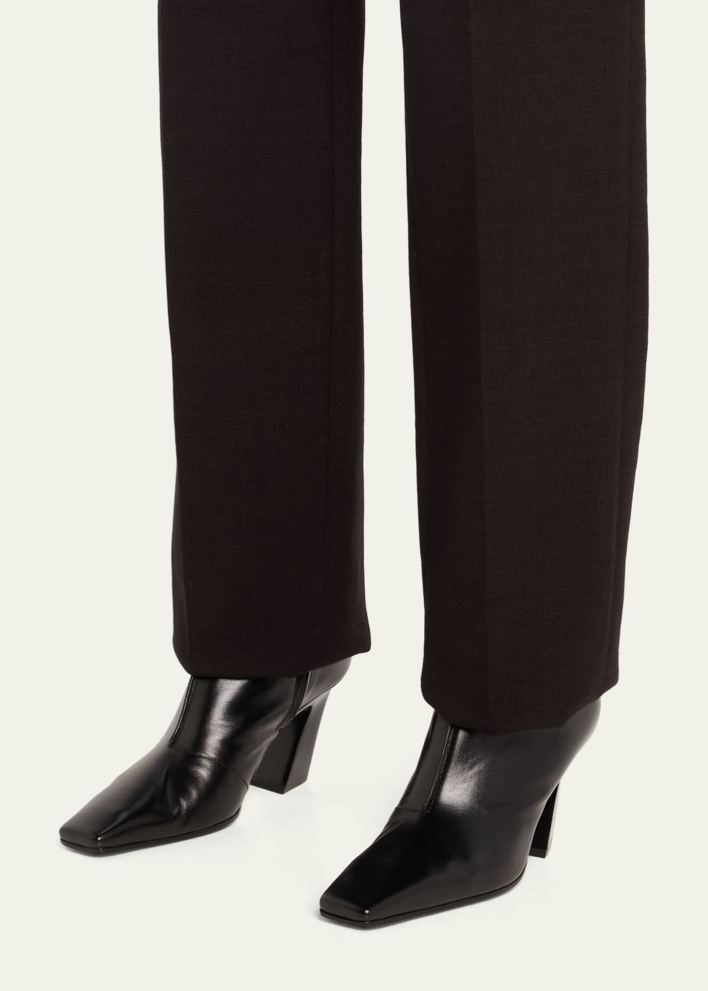 Bottega Veneta Lewis Leather Square-Toe Ankle Boots