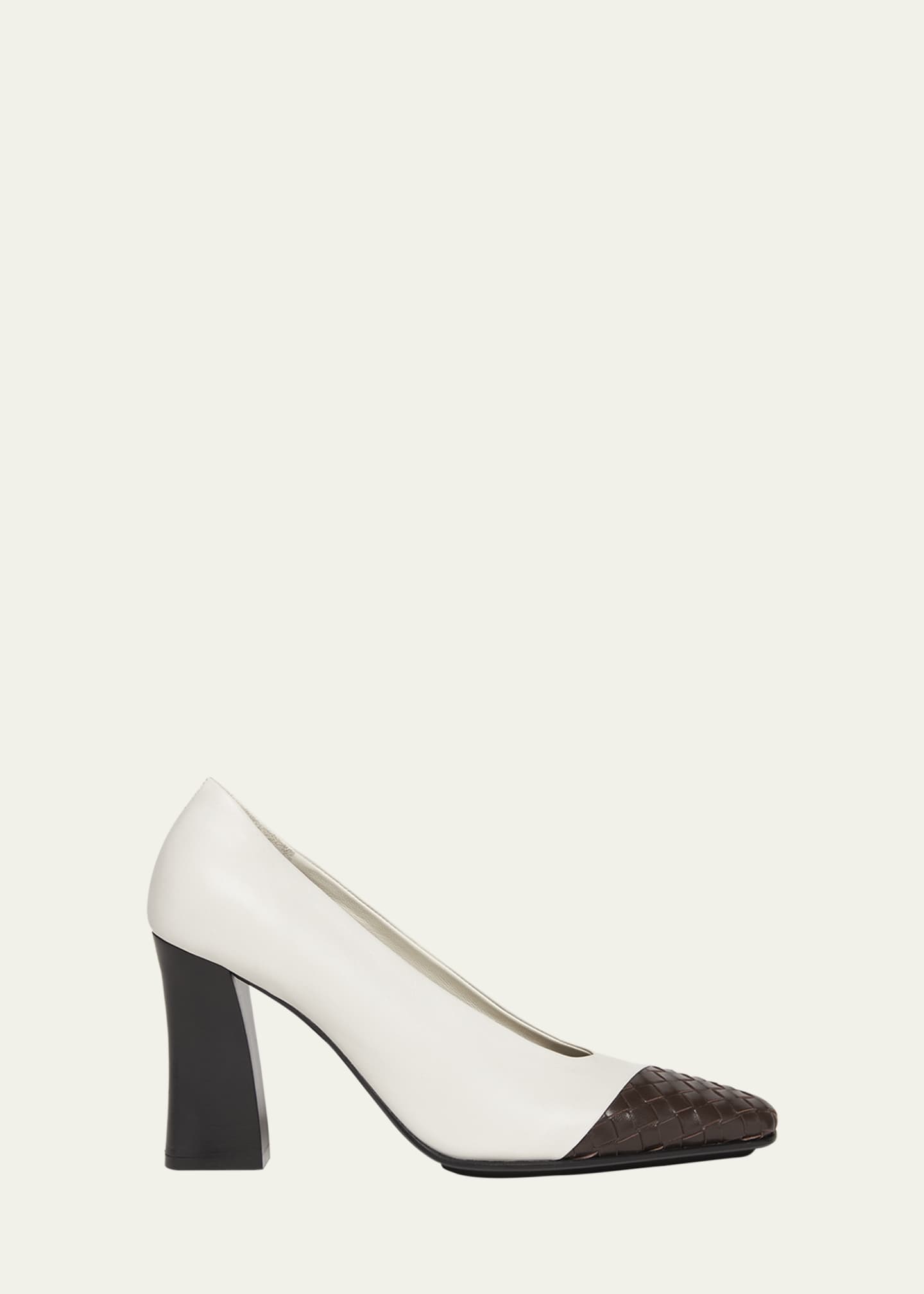 Bottega Veneta Mixed Leather Block-Heel Pumps Image 1 of 5