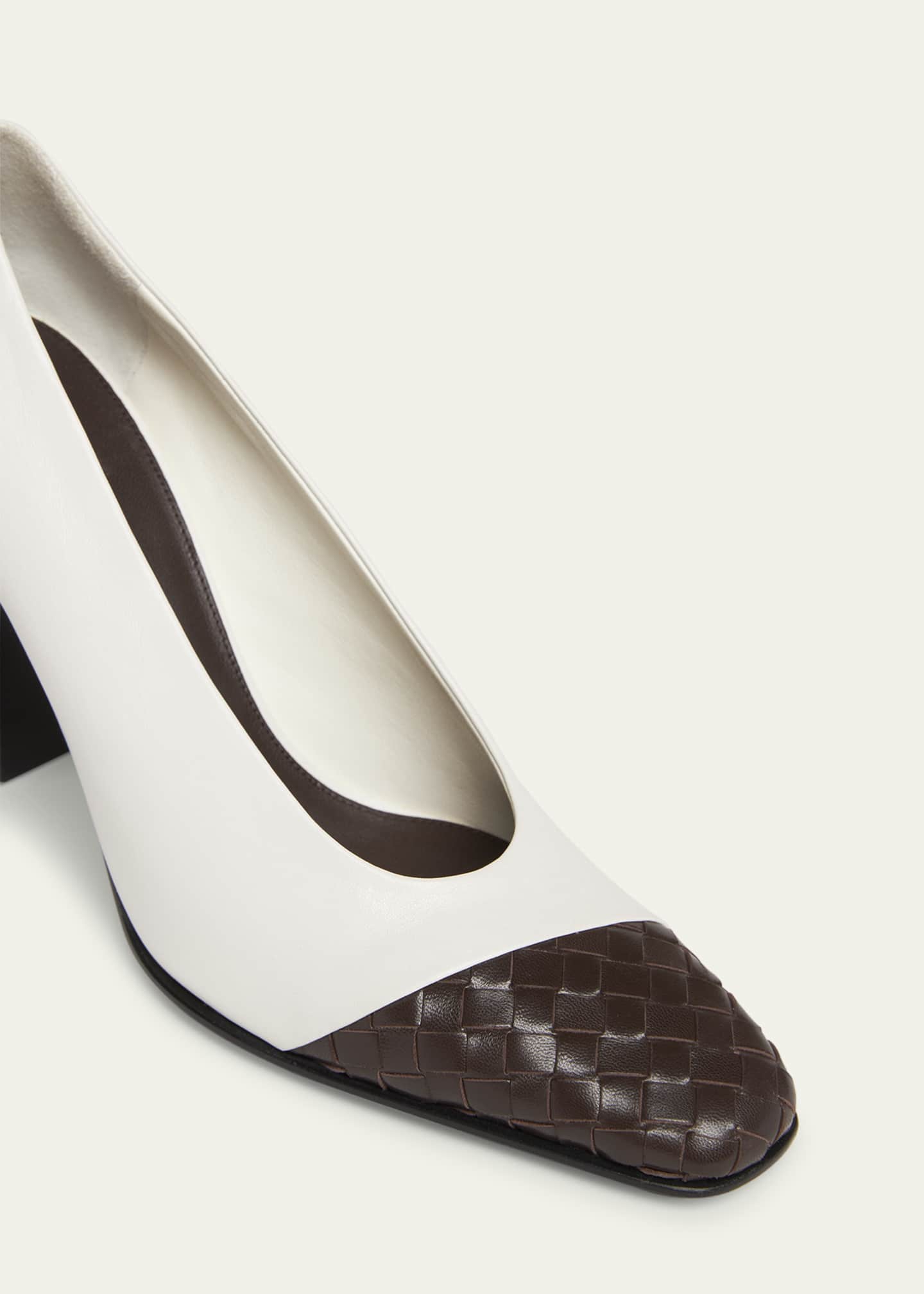 Bottega Veneta Mixed Leather Block-Heel Pumps Image 5 of 5