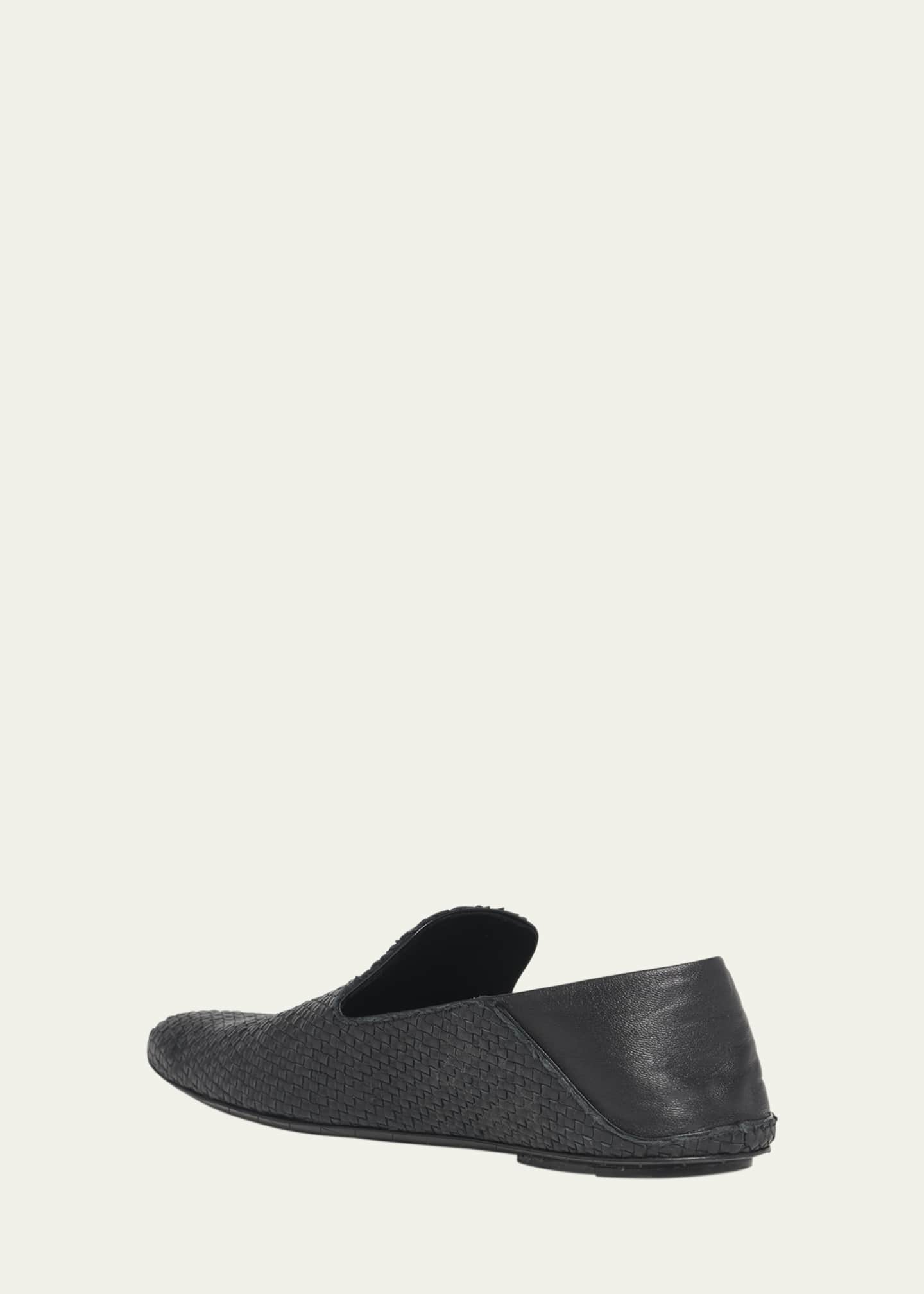 Bottega Veneta Mini Weave Foldable-Back Slipper Loafers