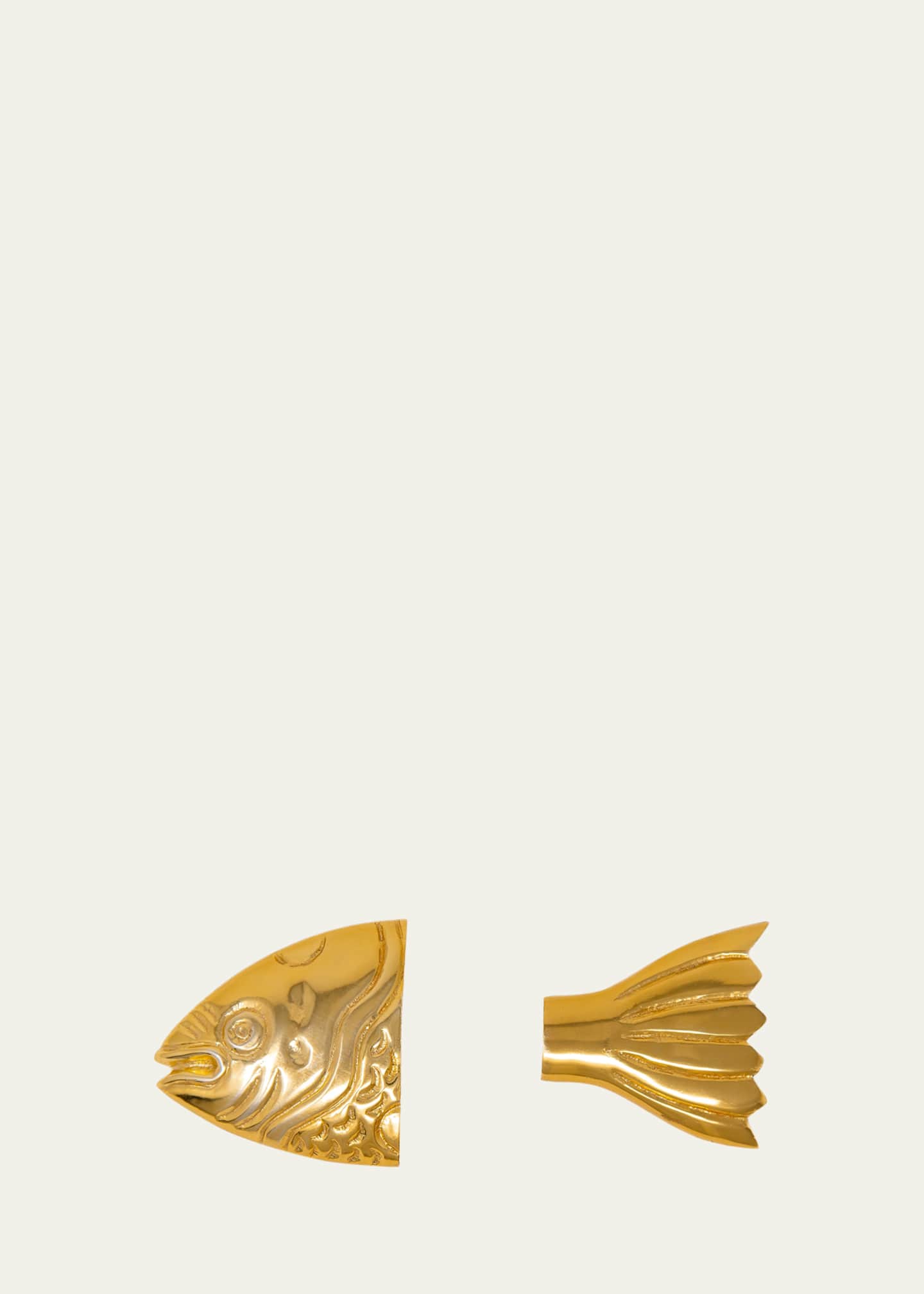 Peter Callahan Gold Metal Fish Head and Fish Tail Server 2-Piece Set