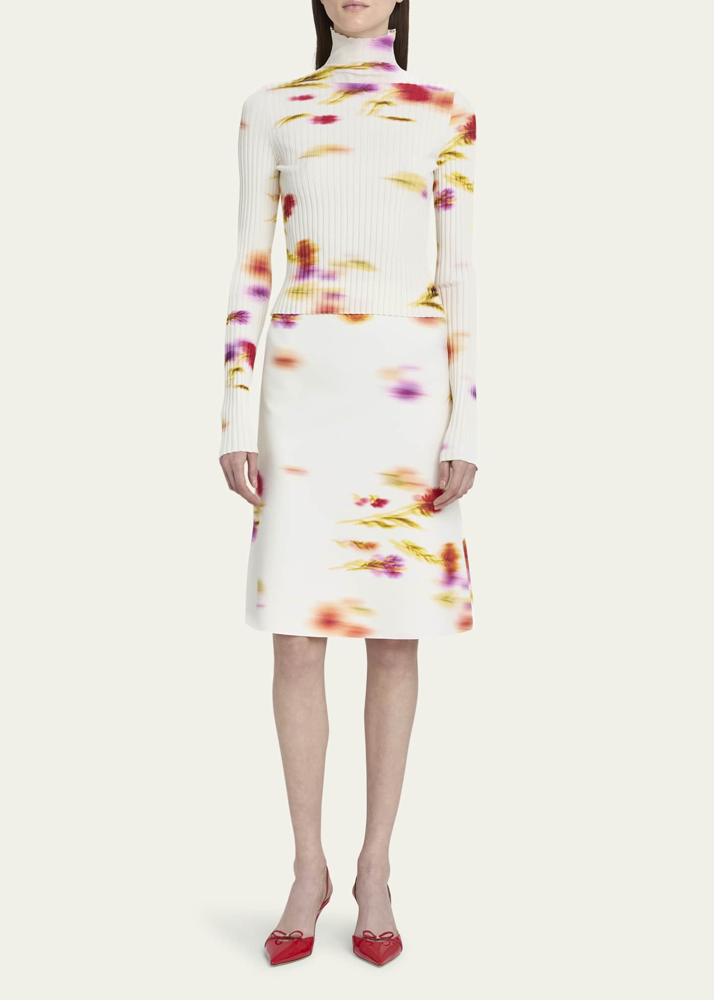 Ferragamo Blossom Flower Print Ribbed Sweater Image 2 of 5
