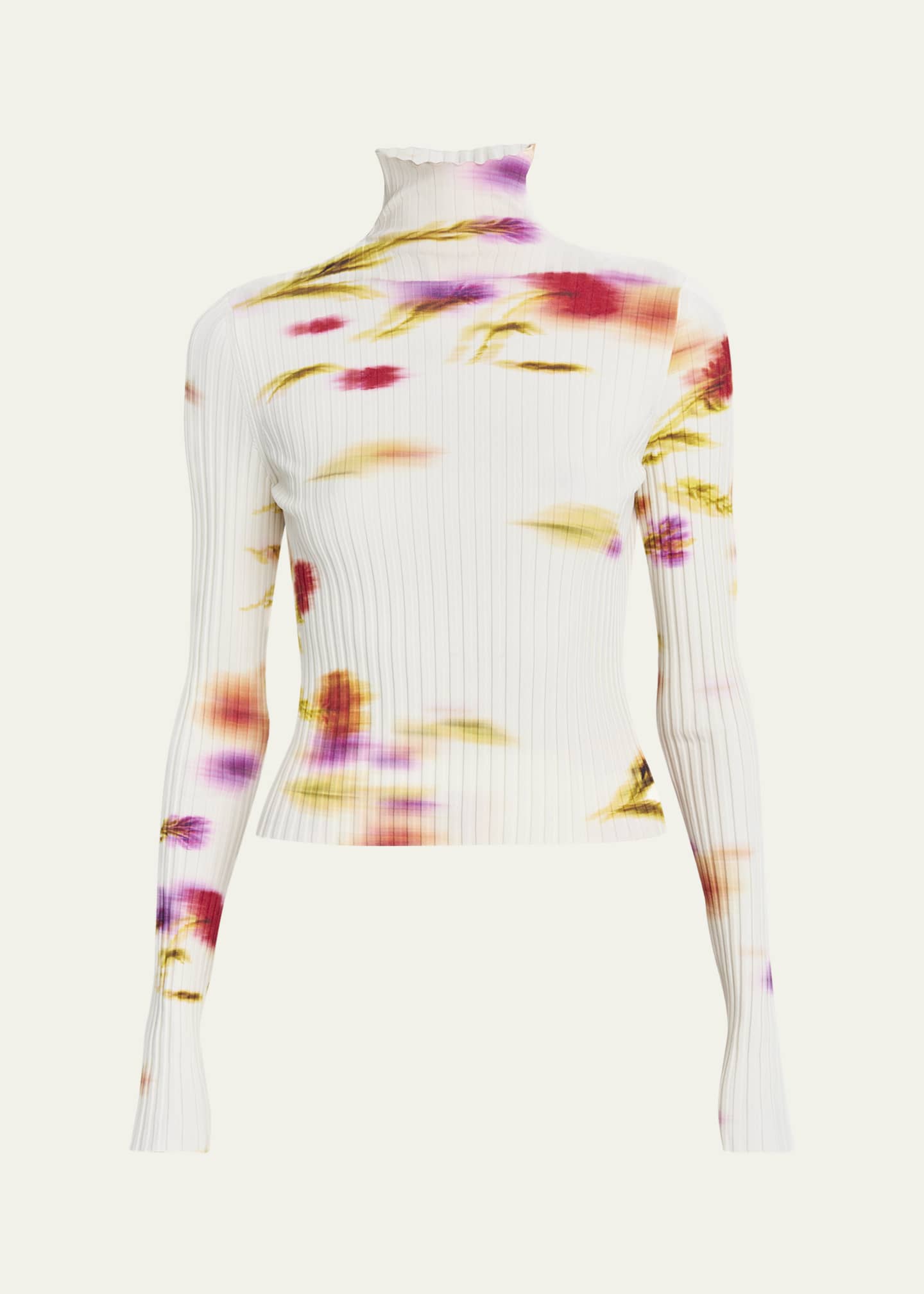 Ferragamo Blossom Flower Print Ribbed Sweater Image 1 of 5