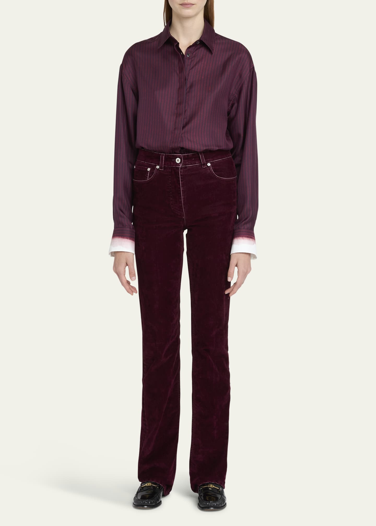 Ferragamo Flock Velvet Straight Leg Pants Image 2 of 5