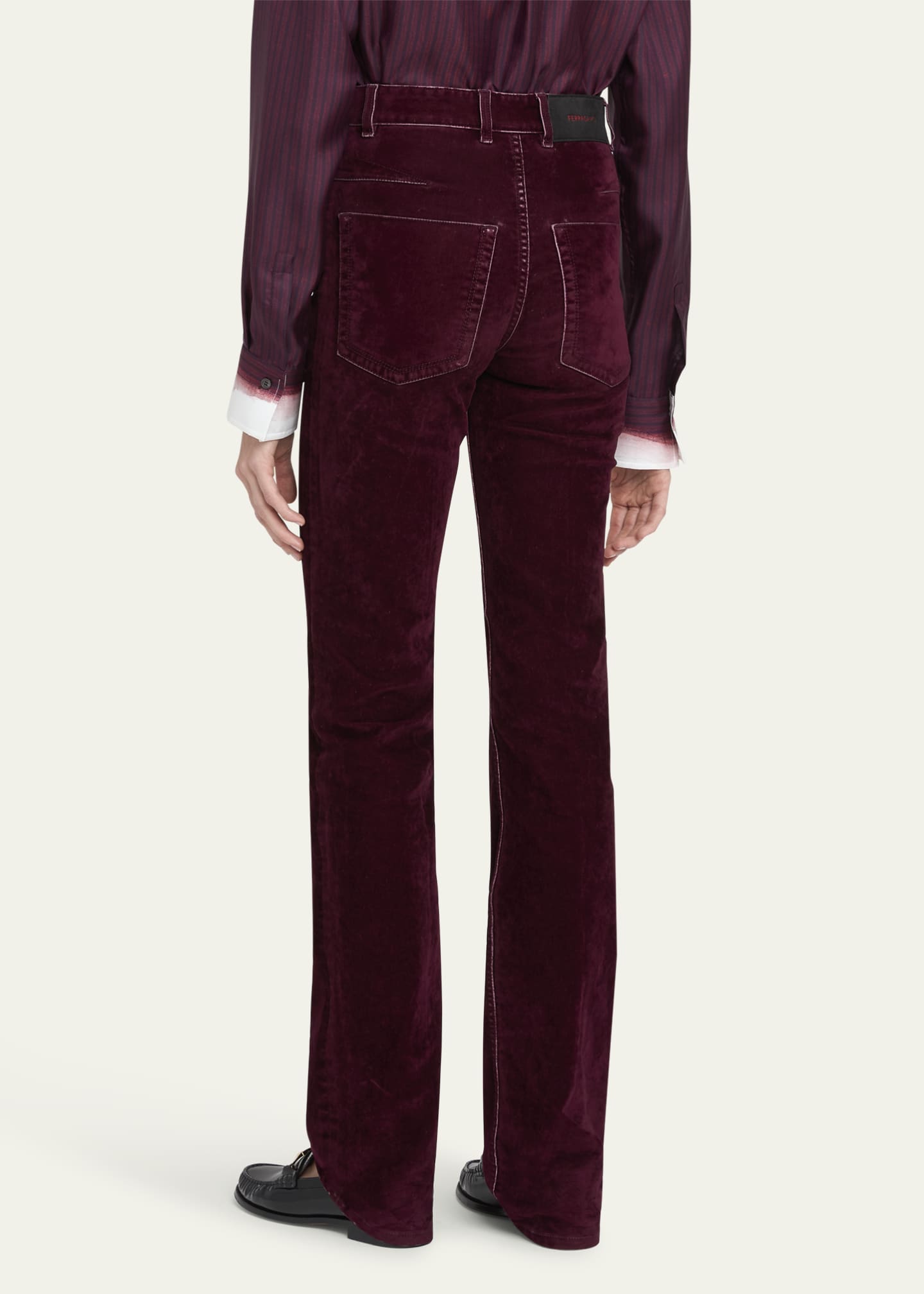 Ferragamo Flock Velvet Straight Leg Pants Image 3 of 5