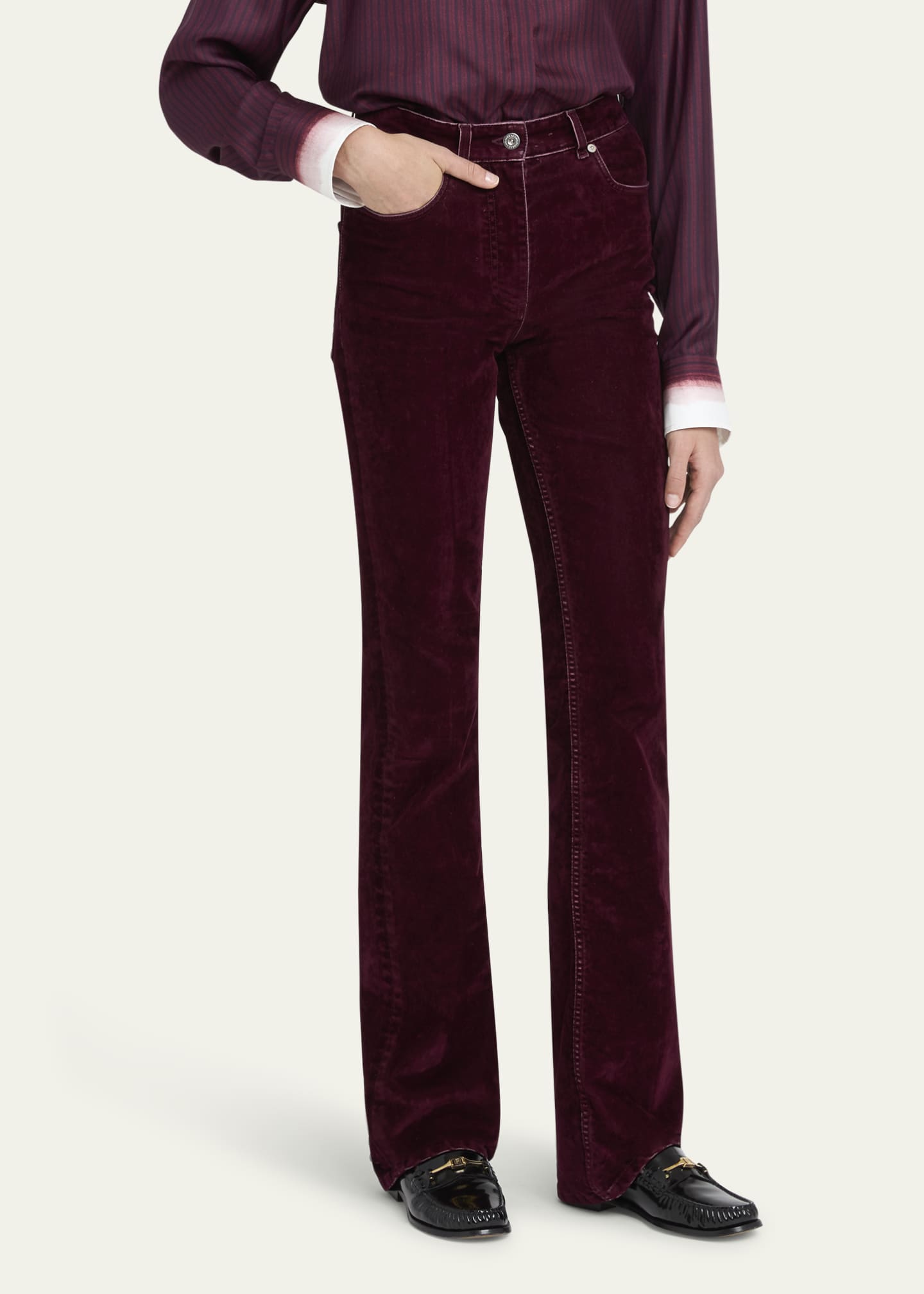 Ferragamo Flock Velvet Straight Leg Pants Image 4 of 5