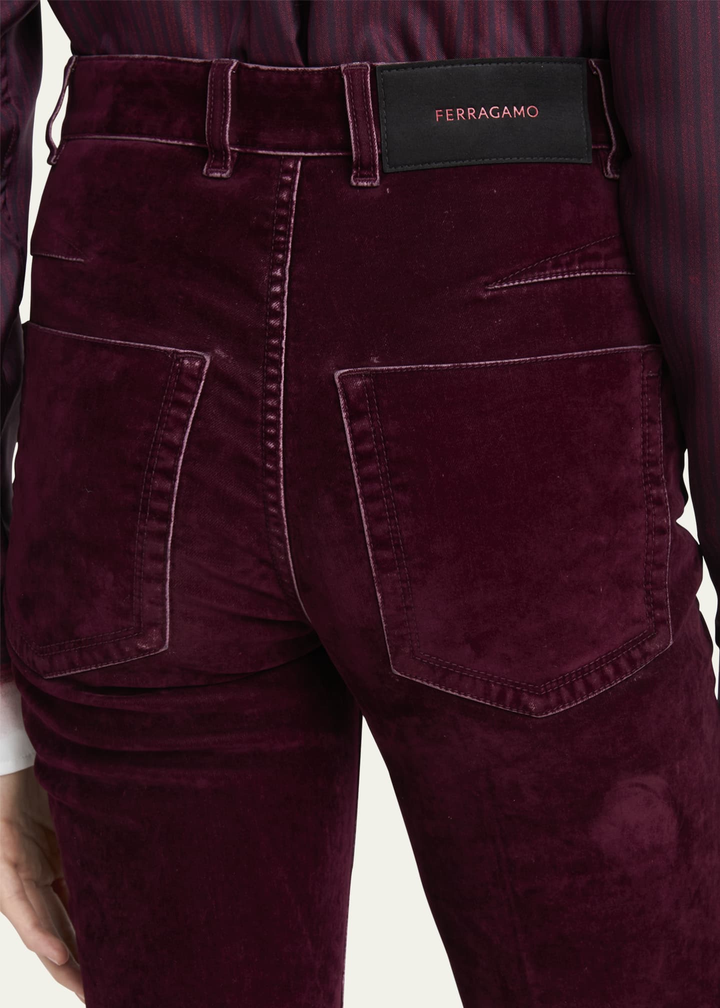 Ferragamo Flock Velvet Straight Leg Pants Image 5 of 5
