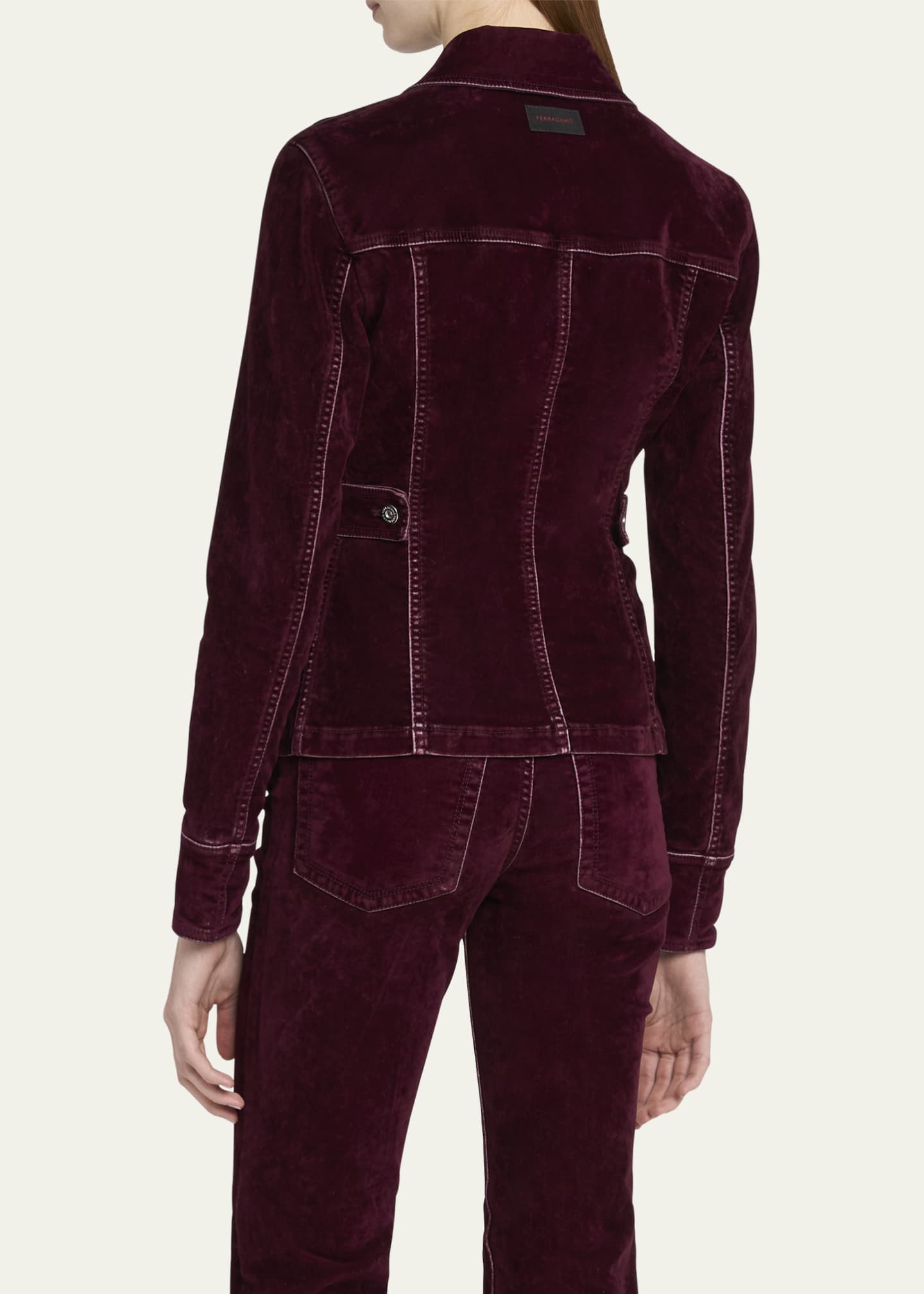 Ferragamo Flock Velvet Button Down Jacket Image 3 of 5