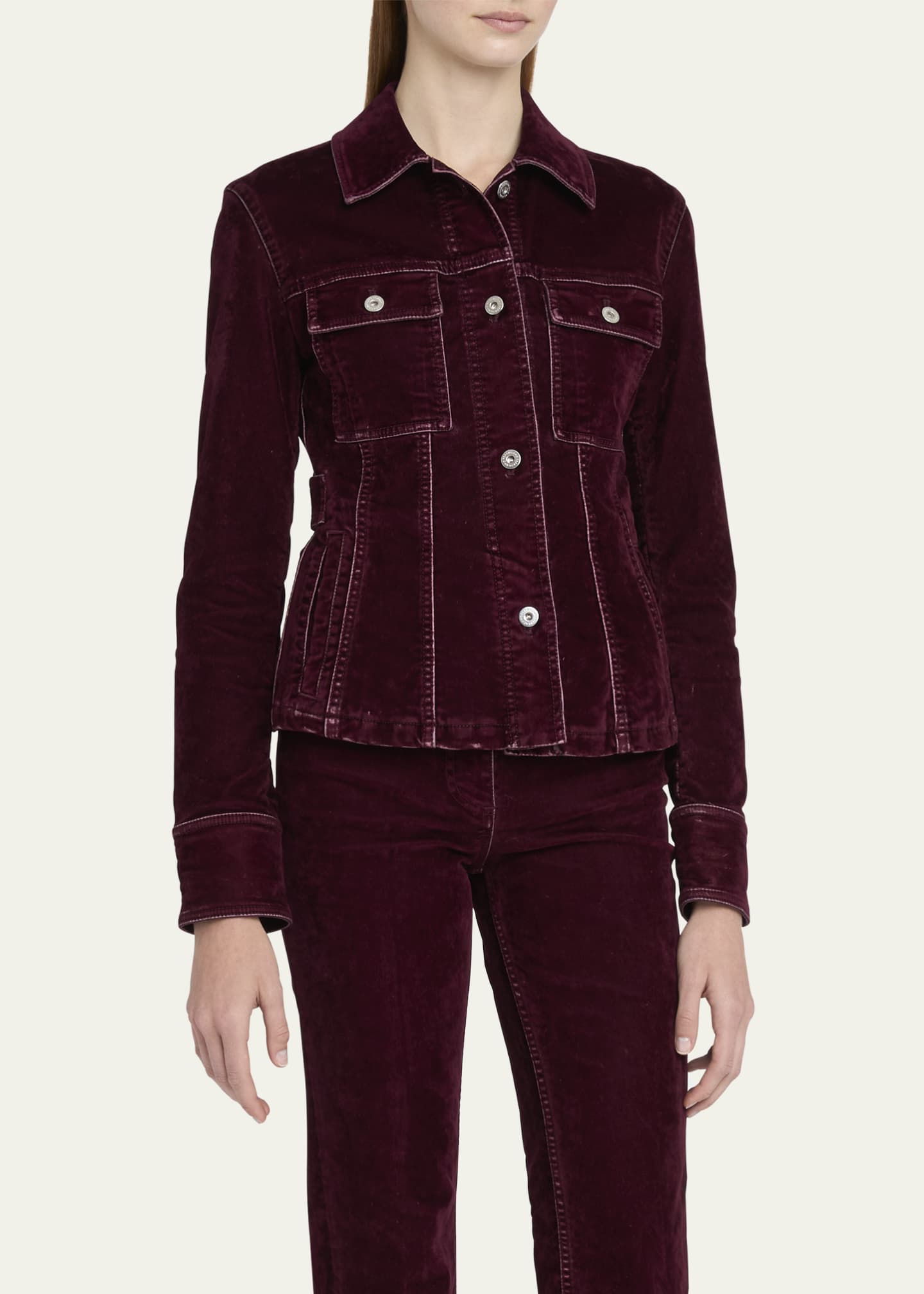 Ferragamo Flock Velvet Button Down Jacket Image 4 of 5