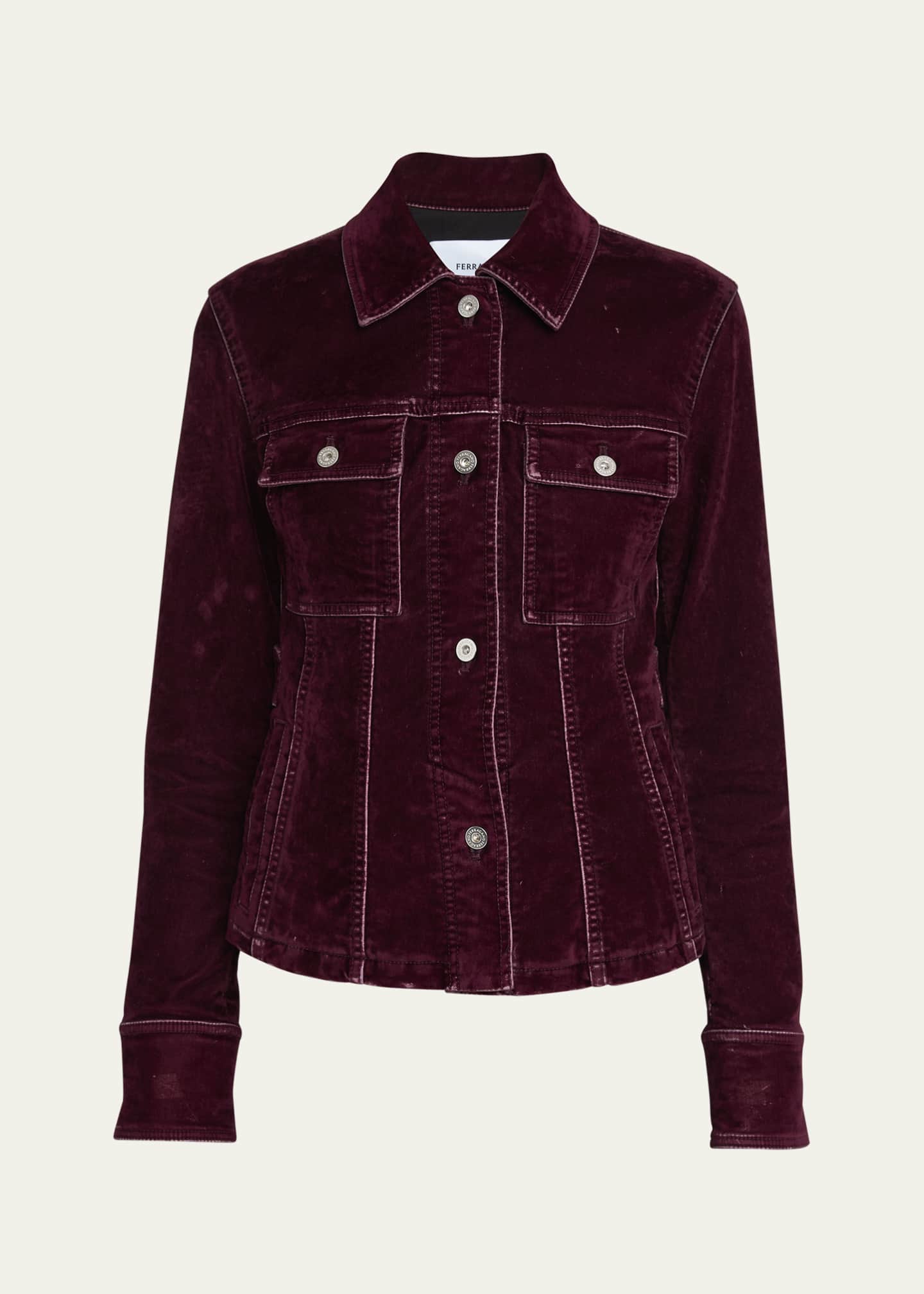 Ferragamo Flock Velvet Button Down Jacket Image 1 of 5