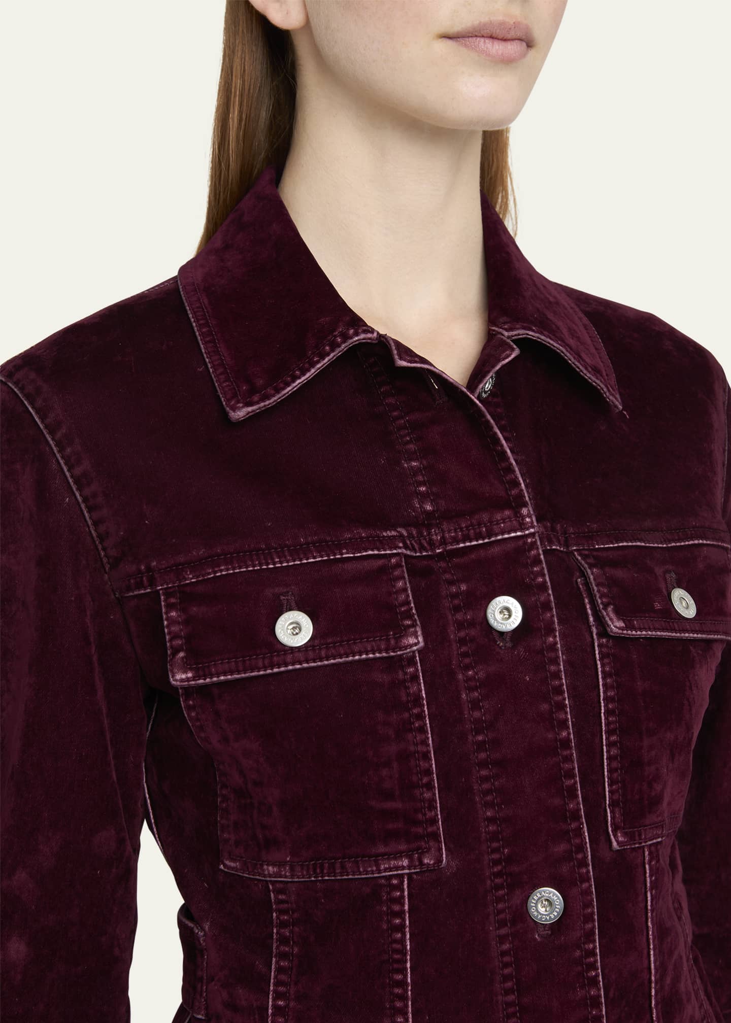 Ferragamo Flock Velvet Button Down Jacket Image 5 of 5