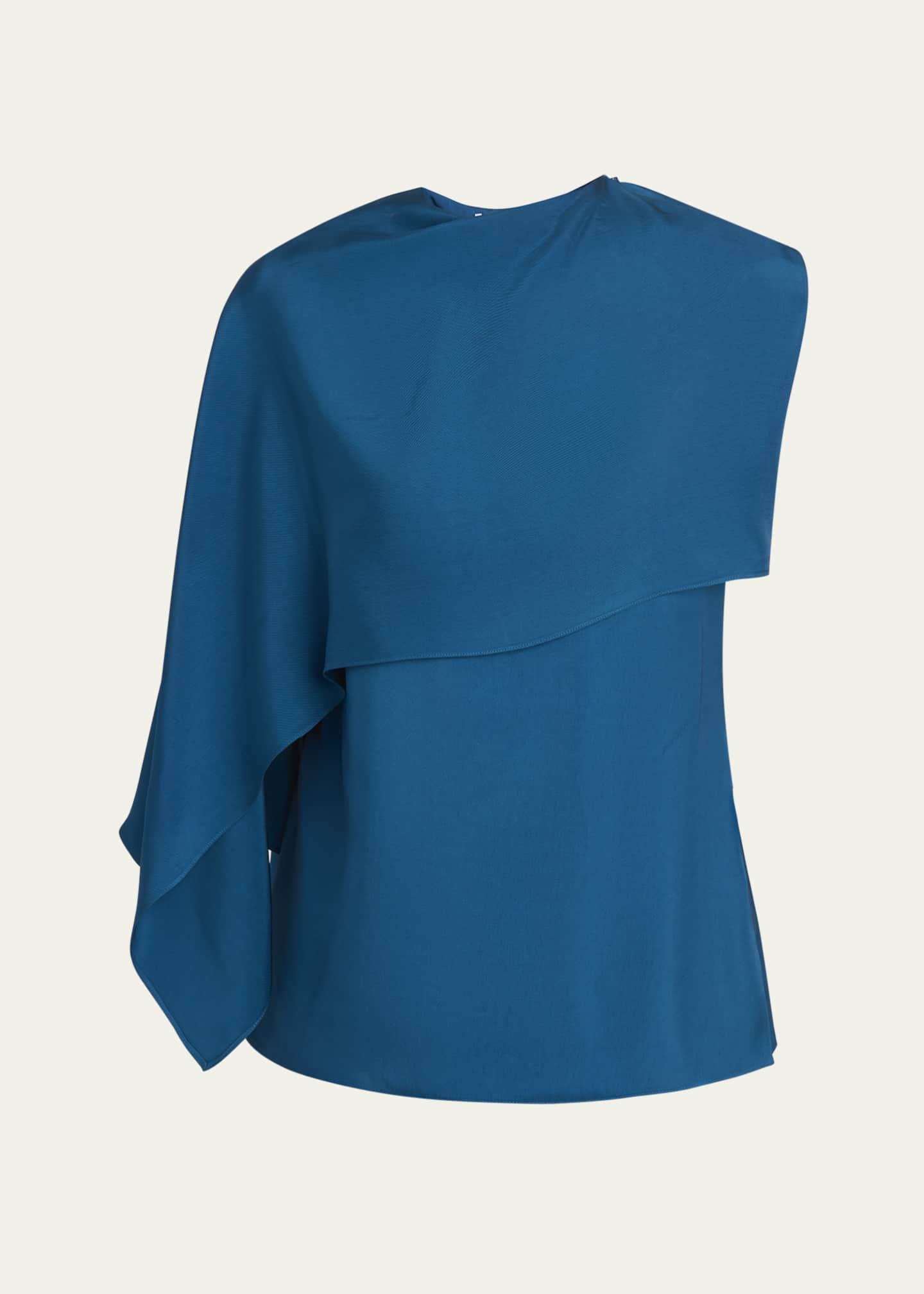 Ferragamo Cape Twill Top, Teal Image 1 of 5