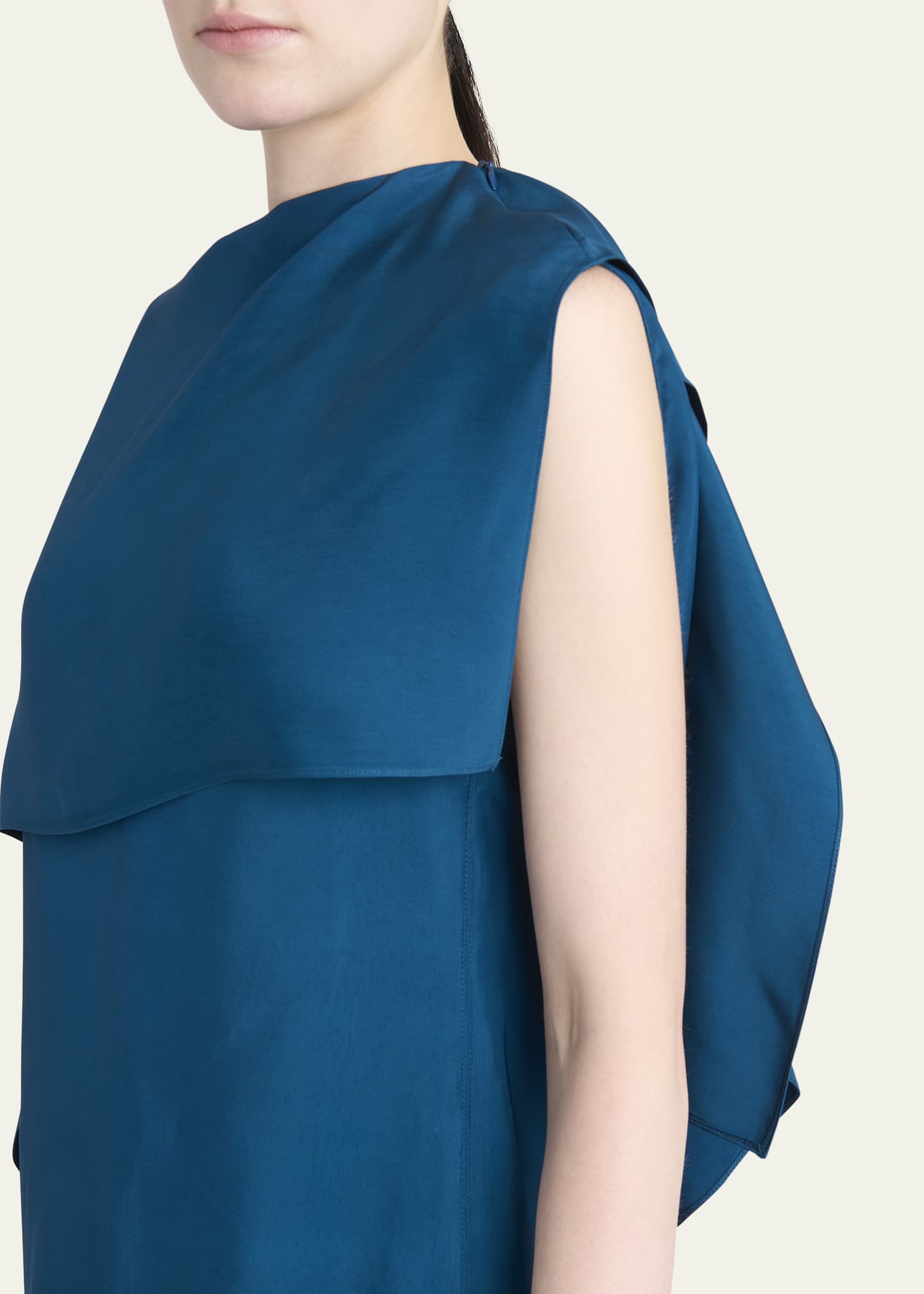 Ferragamo Cape Twill Top, Teal Image 5 of 5