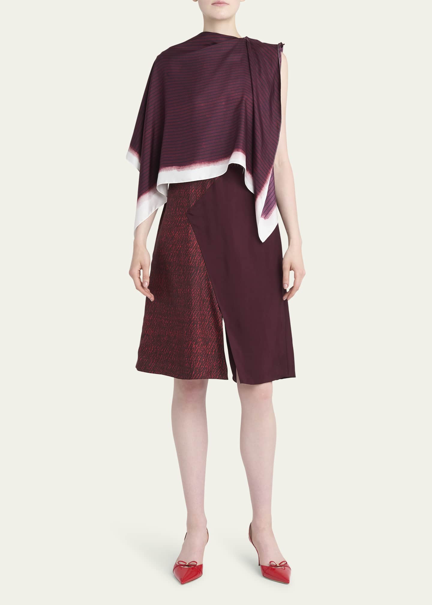 Ferragamo Mixed-Print Mouline Twill Dress Image 2 of 5