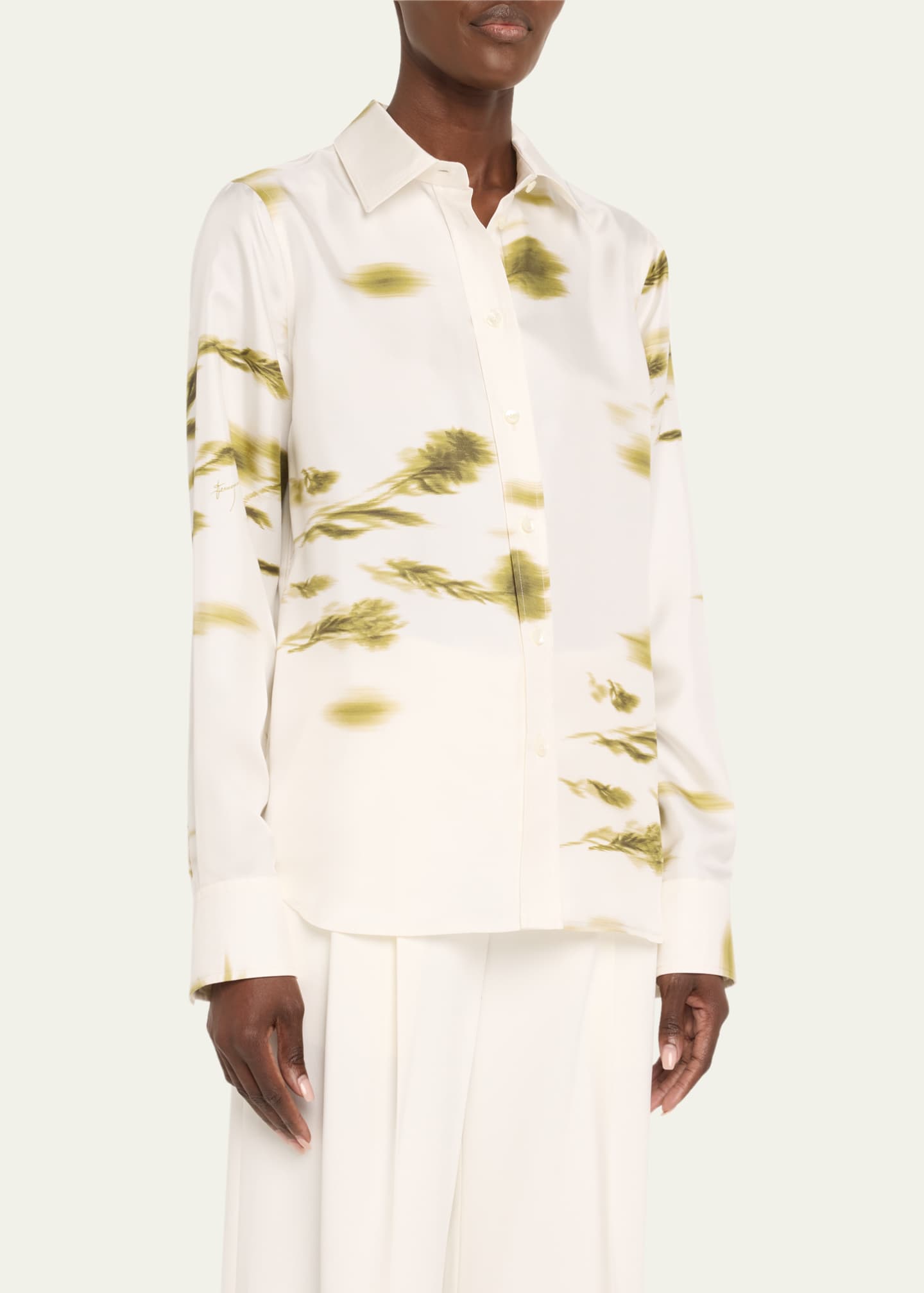 Ferragamo Blossom Flower Silk Twill Blouse Image 4 of 5