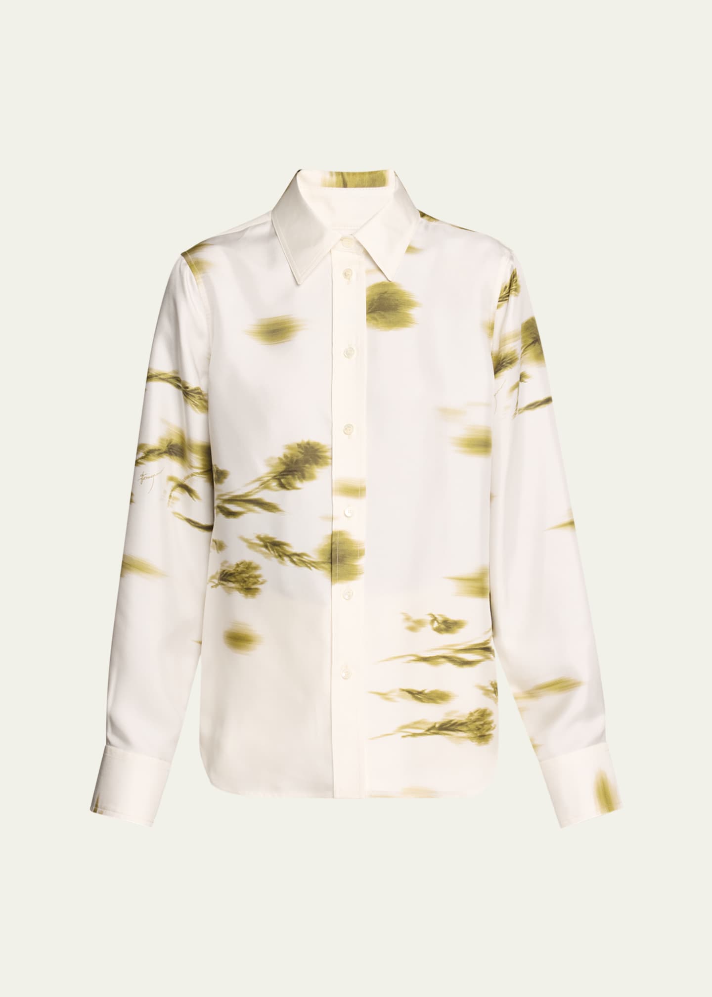 Ferragamo Blossom Flower Silk Twill Blouse Image 1 of 5