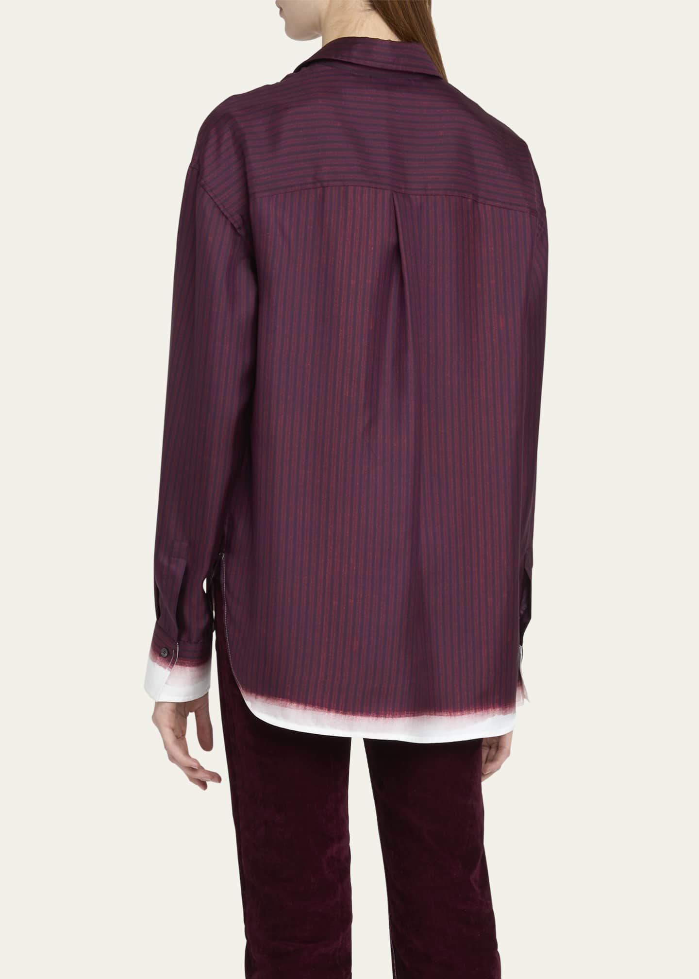 Ferragamo Stripe Print Button Down Mouline Twill Top Image 3 of 5