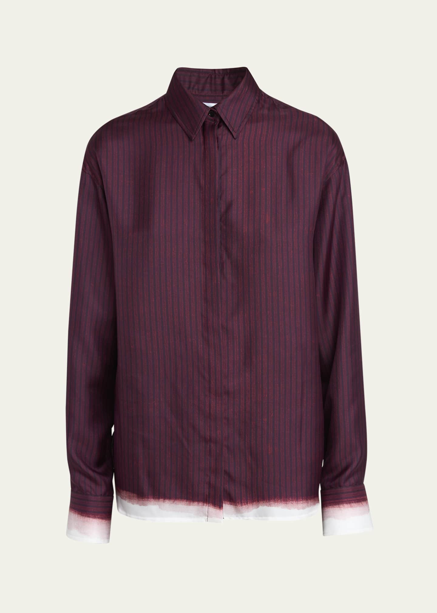 Ferragamo Stripe Print Button Down Mouline Twill Top Image 1 of 5